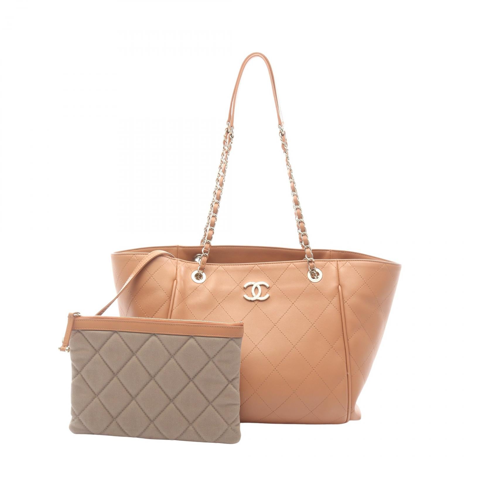 マトラッセ チェーンショルダーバッグ チェーントートバッグ レザー コーラルオレンジ ゴールド金具 シャネル バッグ CHANEL