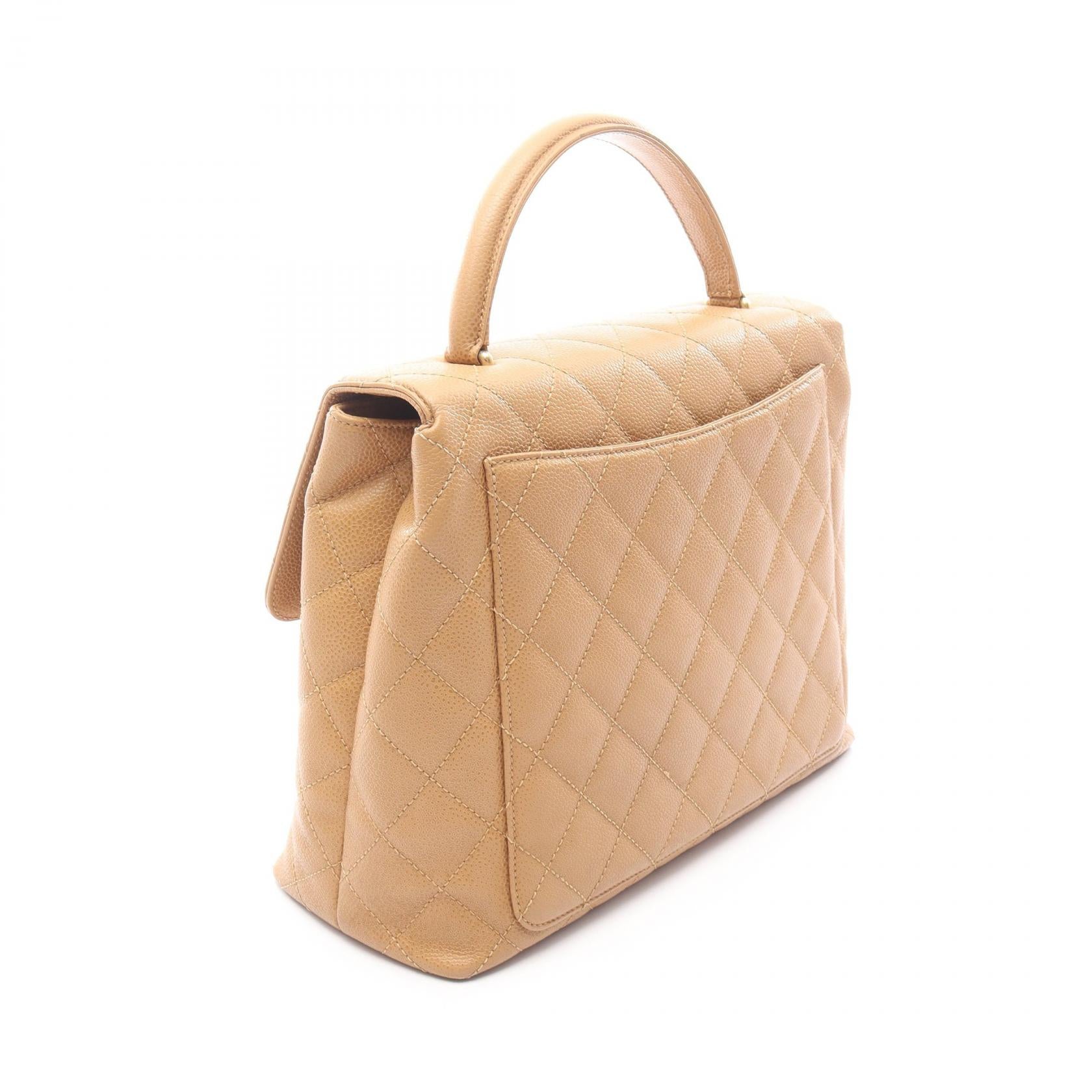 マトラッセ ハンドバッグ キャビアスキン ベージュ ゴールド金具 シャネル バッグ CHANEL