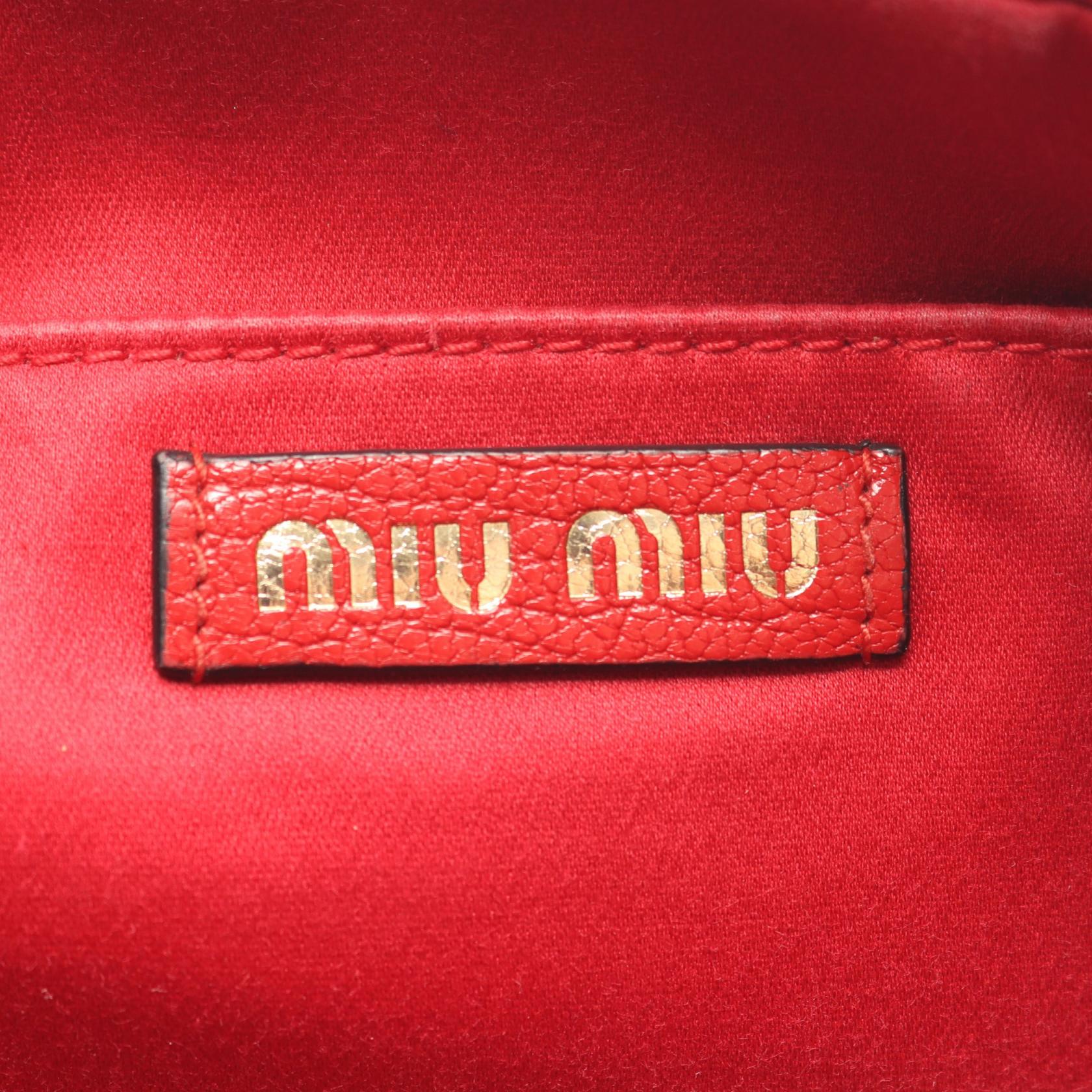 miu miu × MM(Paris) ショルダーバッグ レザー レッド ブラック アイボリー ミュウミュウ バッグ miu miu