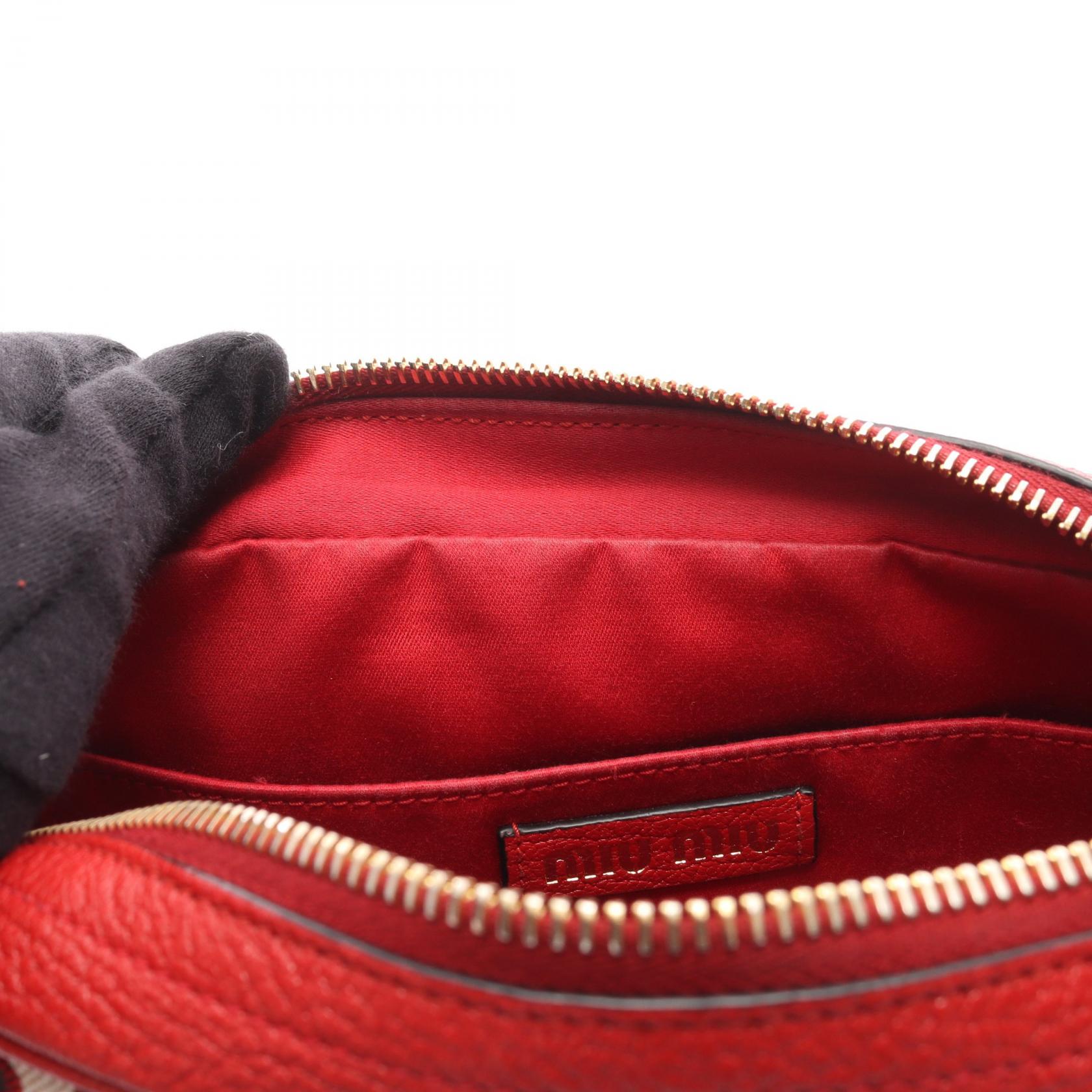 miu miu × MM(Paris) ショルダーバッグ レザー レッド ブラック