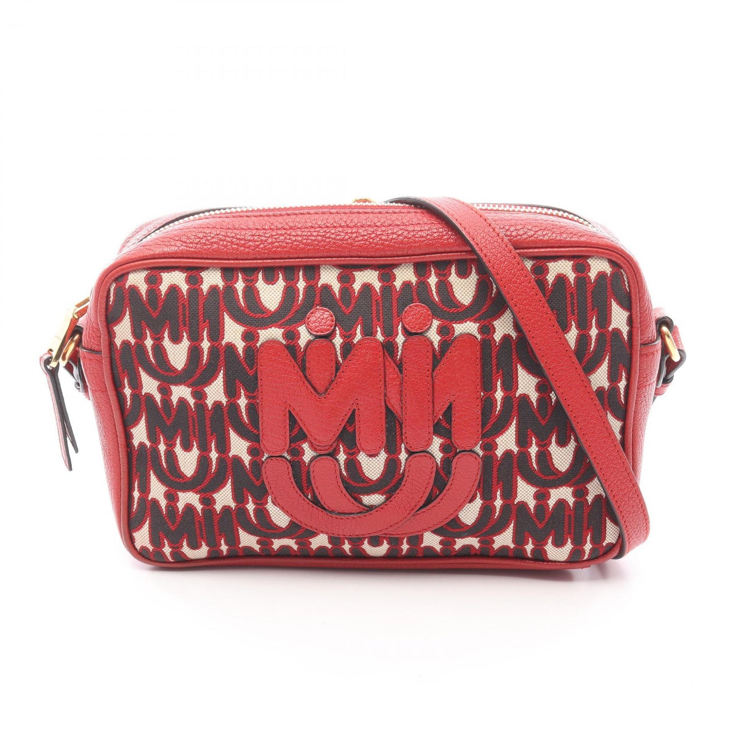 miu miu × MM(Paris) ショルダーバッグ レザー レッド ブラック アイボリー ミュウミュウ バッグ miu miu