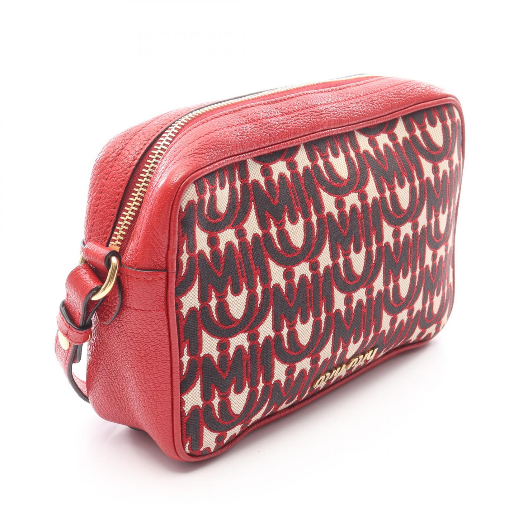 miu miu × MM(Paris) ショルダーバッグ レザー レッド ブラック