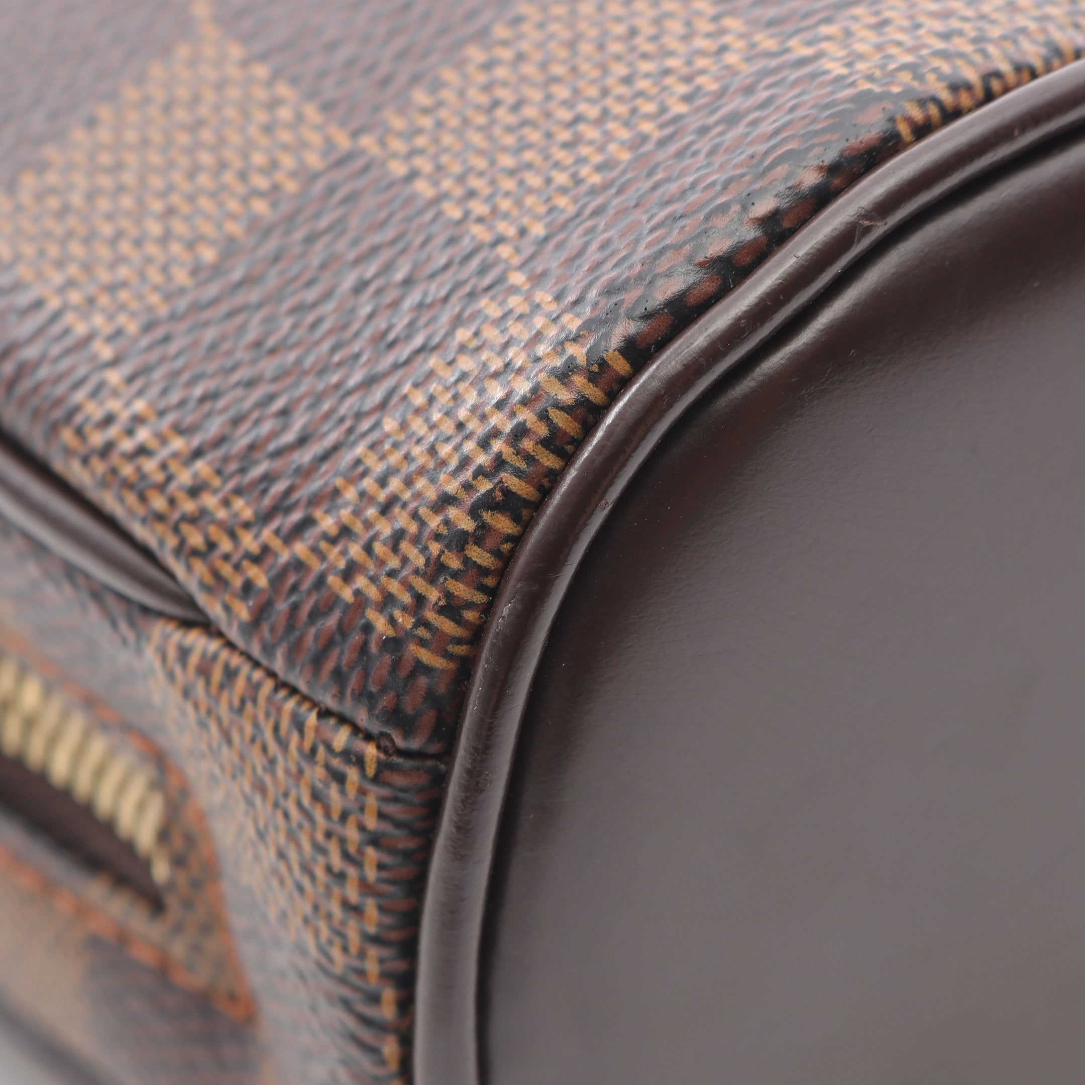 サリア ミニ ダミエエベヌ ハンドバッグ PVC レザー ブラウン ルイ