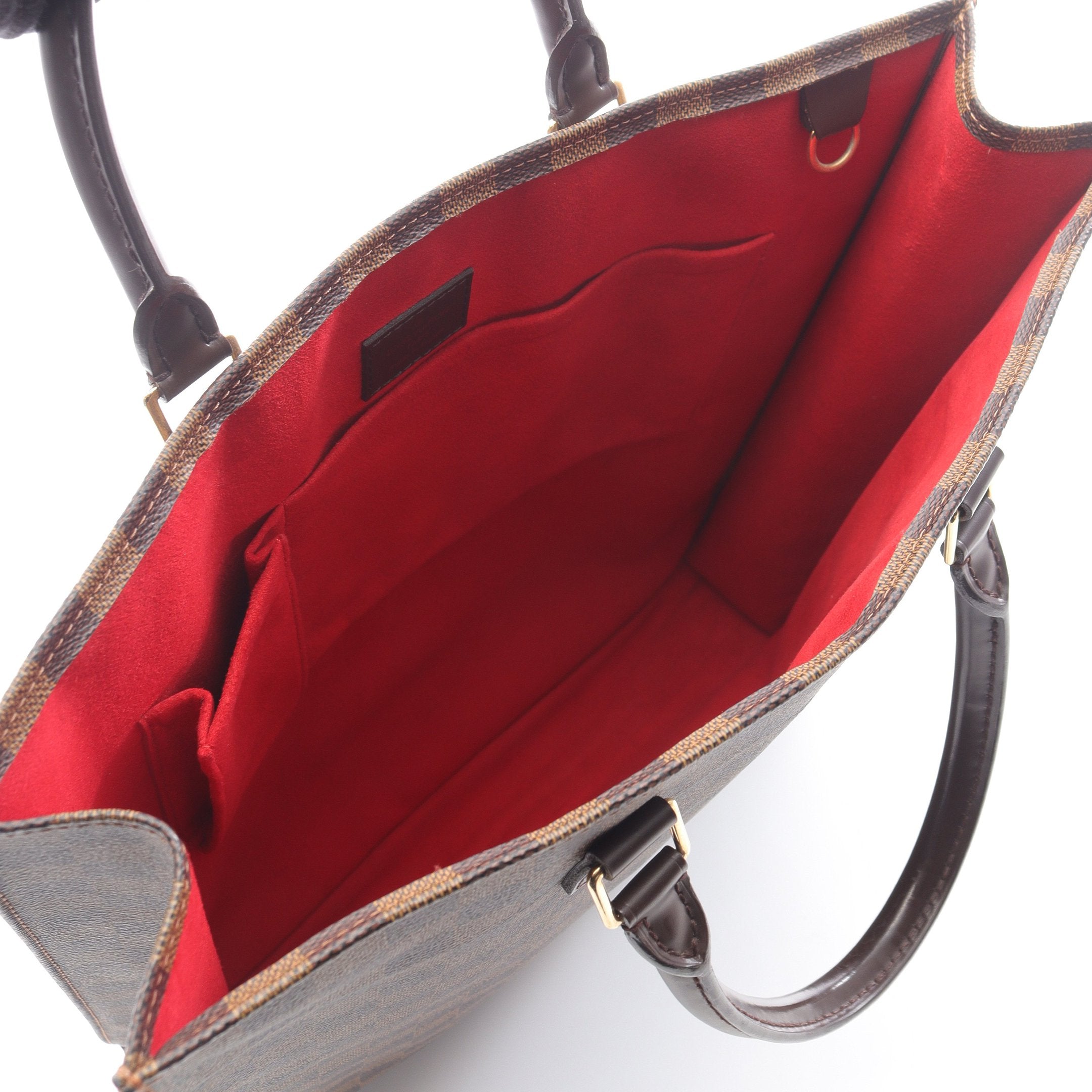 サックプラ ダミエエベヌ ハンドバッグ トートバッグ PVC レザー