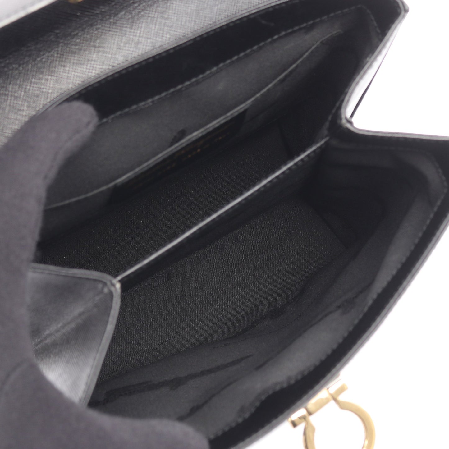 ガンチーニ ハンドバッグ レザー ブラック 2WAY サルヴァトーレフェラガモ バッグ Salvatore Ferragamo