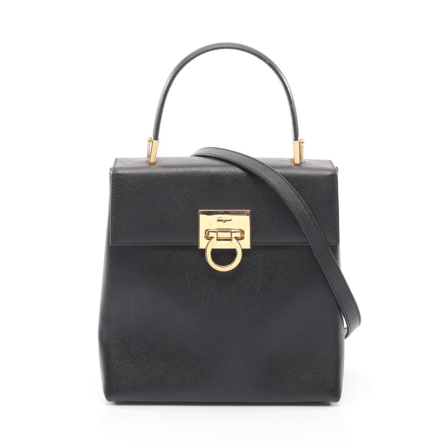 ガンチーニ ハンドバッグ レザー ブラック 2WAY サルヴァトーレフェラガモ バッグ Salvatore Ferragamo