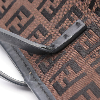 ズッキーノ ハンドバッグ トートバッグ キャンバス レザー ダークブラウン ブラック フェンディ バッグ FENDI