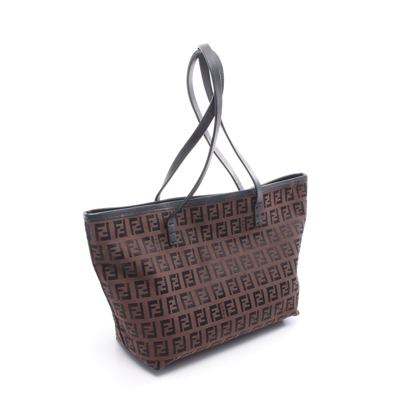 ズッキーノ ハンドバッグ トートバッグ キャンバス レザー ダークブラウン ブラック フェンディ バッグ FENDI