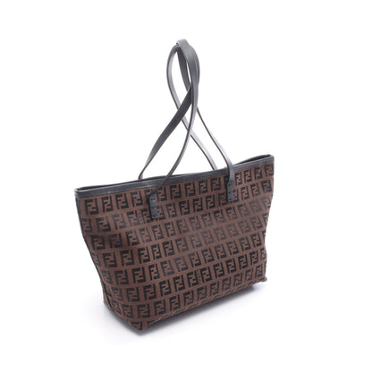 ズッキーノ ハンドバッグ トートバッグ キャンバス レザー ダークブラウン ブラック フェンディ バッグ FENDI