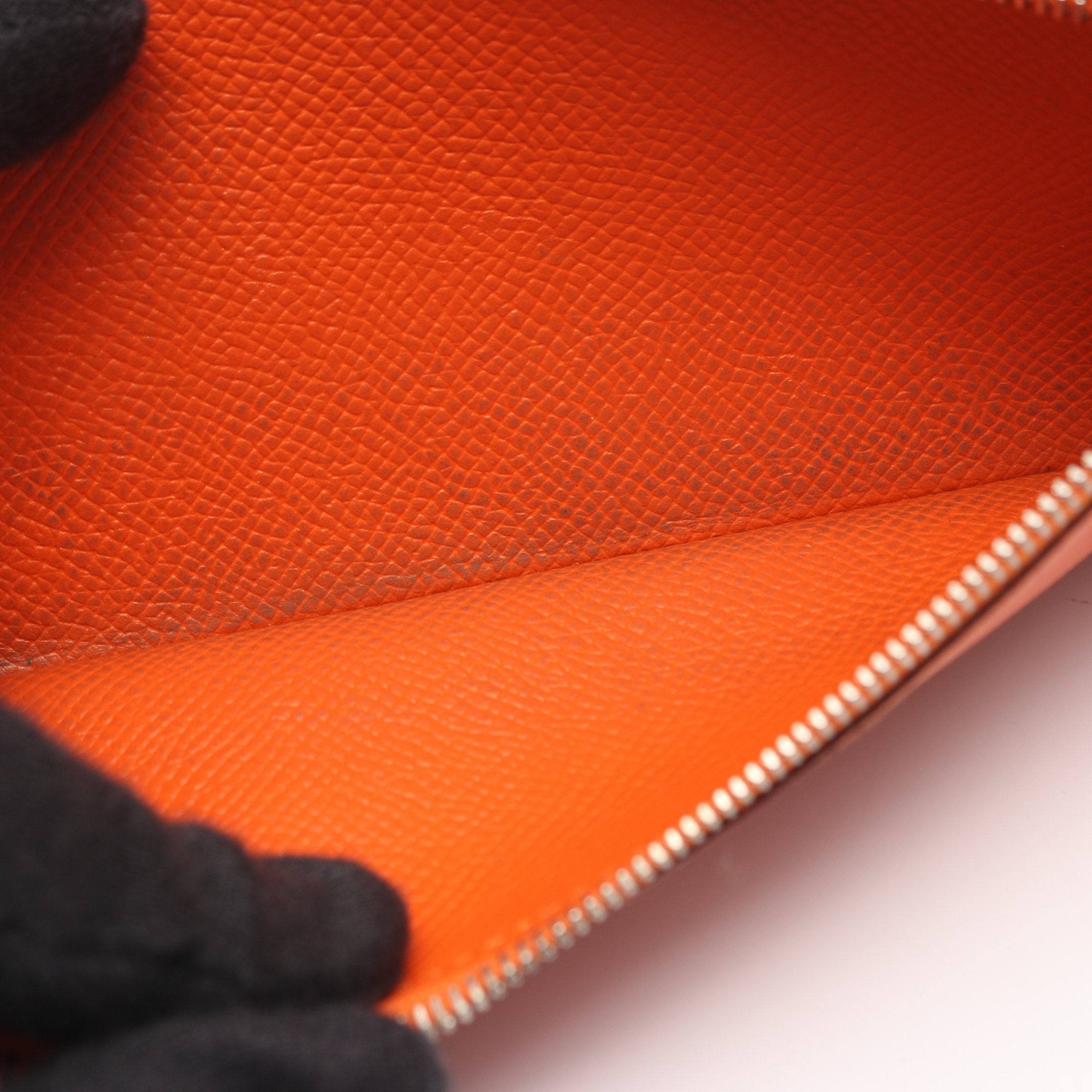 ベアンスフレ 二つ折り長財布 ヴォーエプソン オレンジ シルバー金具