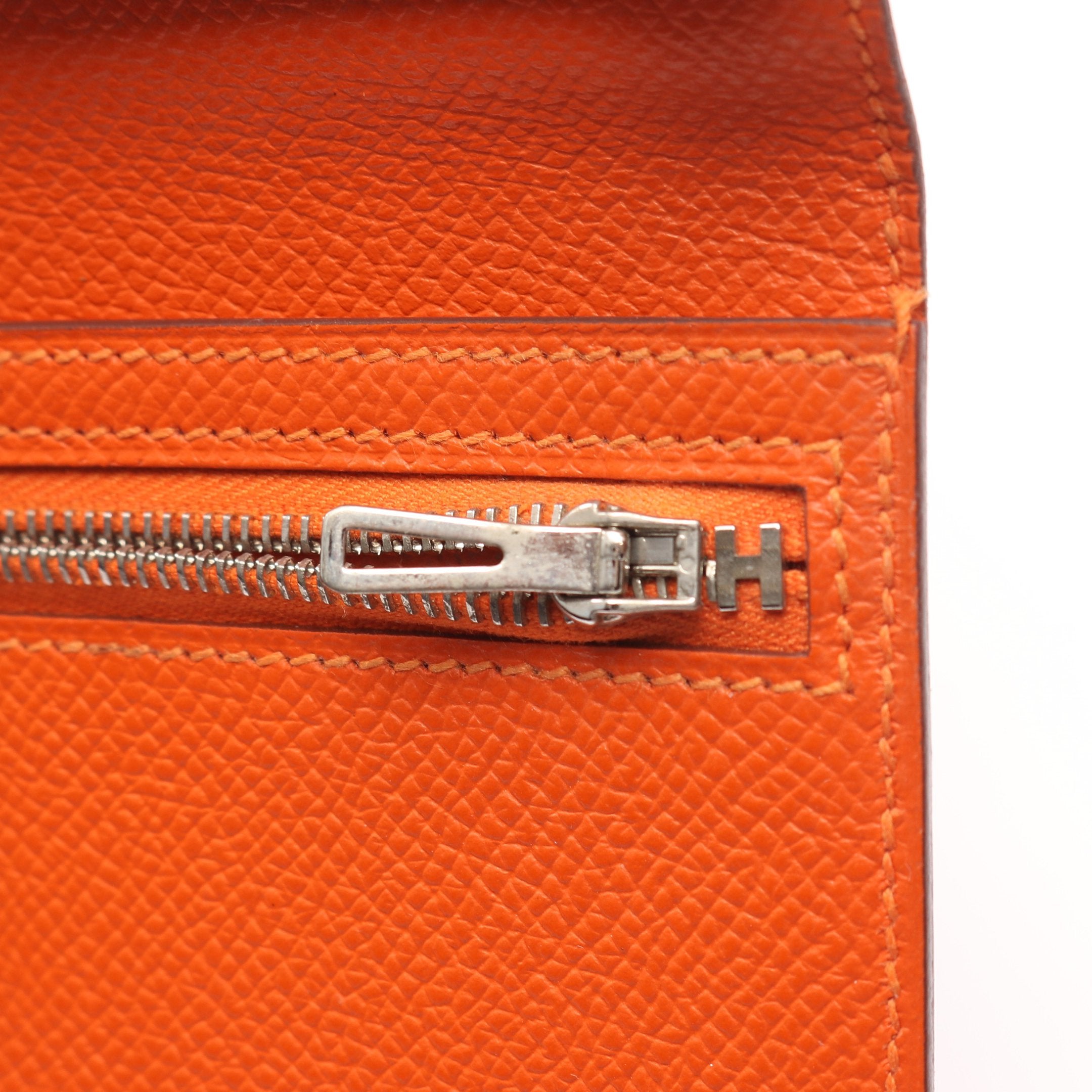 ベアンスフレ 二つ折り長財布 ヴォーエプソン オレンジ シルバー金具