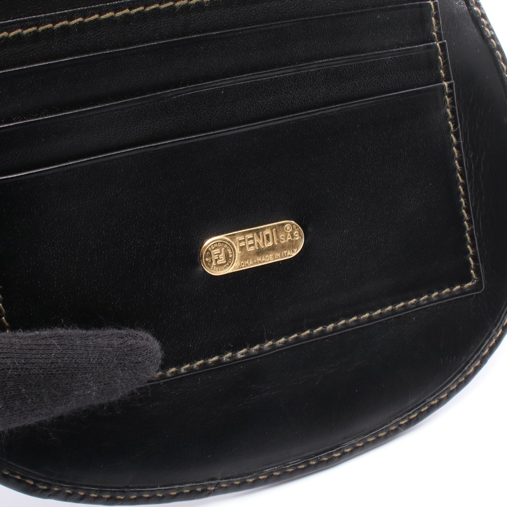 ペカン 二つ折り財布 PVC レザー ブラウン ブラック フェンディ – RECLO