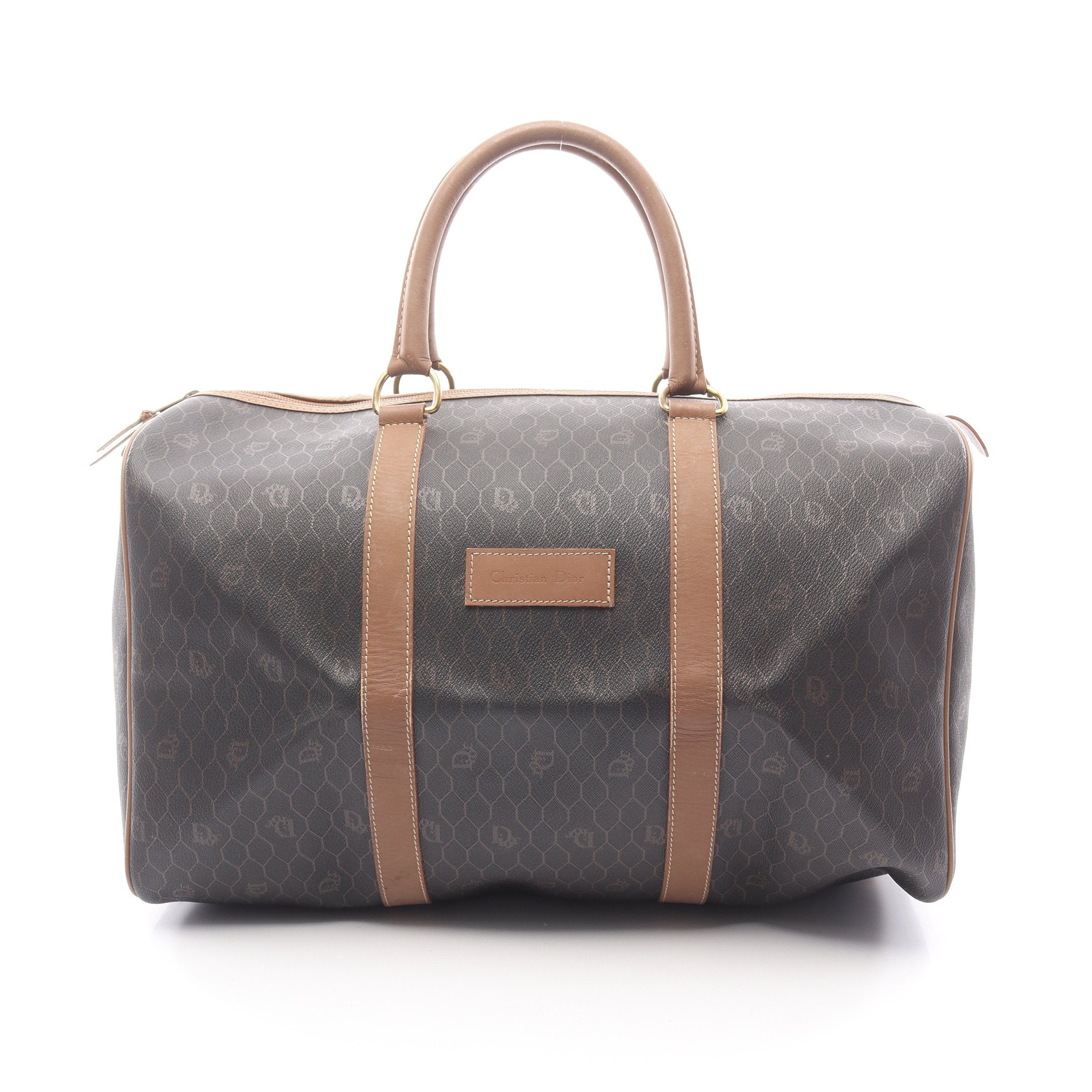 【美品】ディオール　ボストンバッグ　特大容量　レザー　PVC ハニカム　南京錠 Christian Dior / クリスチャン ディオール】ハニカム柄ボストンバッグ