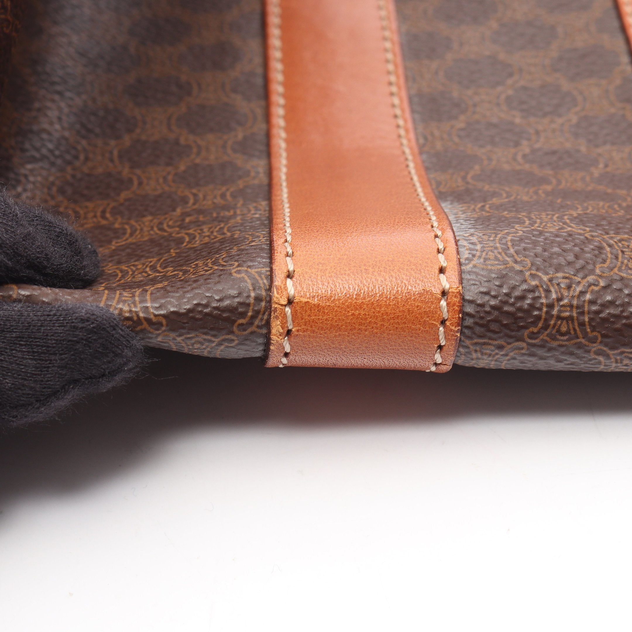 マカダム ボストンバッグ PVC レザー ダークブラウン ブラウン