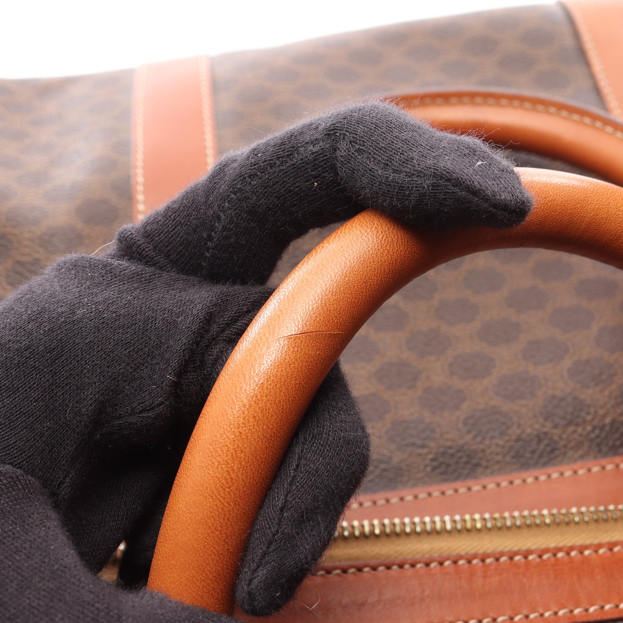 マカダム ボストンバッグ PVC レザー ダークブラウン ブラウン