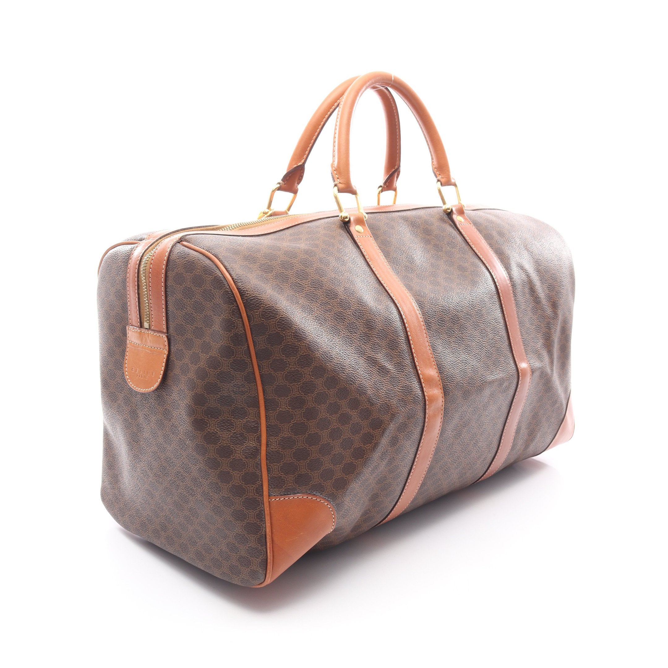 【CELINE】ボストンバッグ　旅行鞄　マカダム柄　PVC ダークブラウン CELINE】ボストンバッグ 旅行鞄 マカダム柄 PVC ダークブラウン - メルカリ