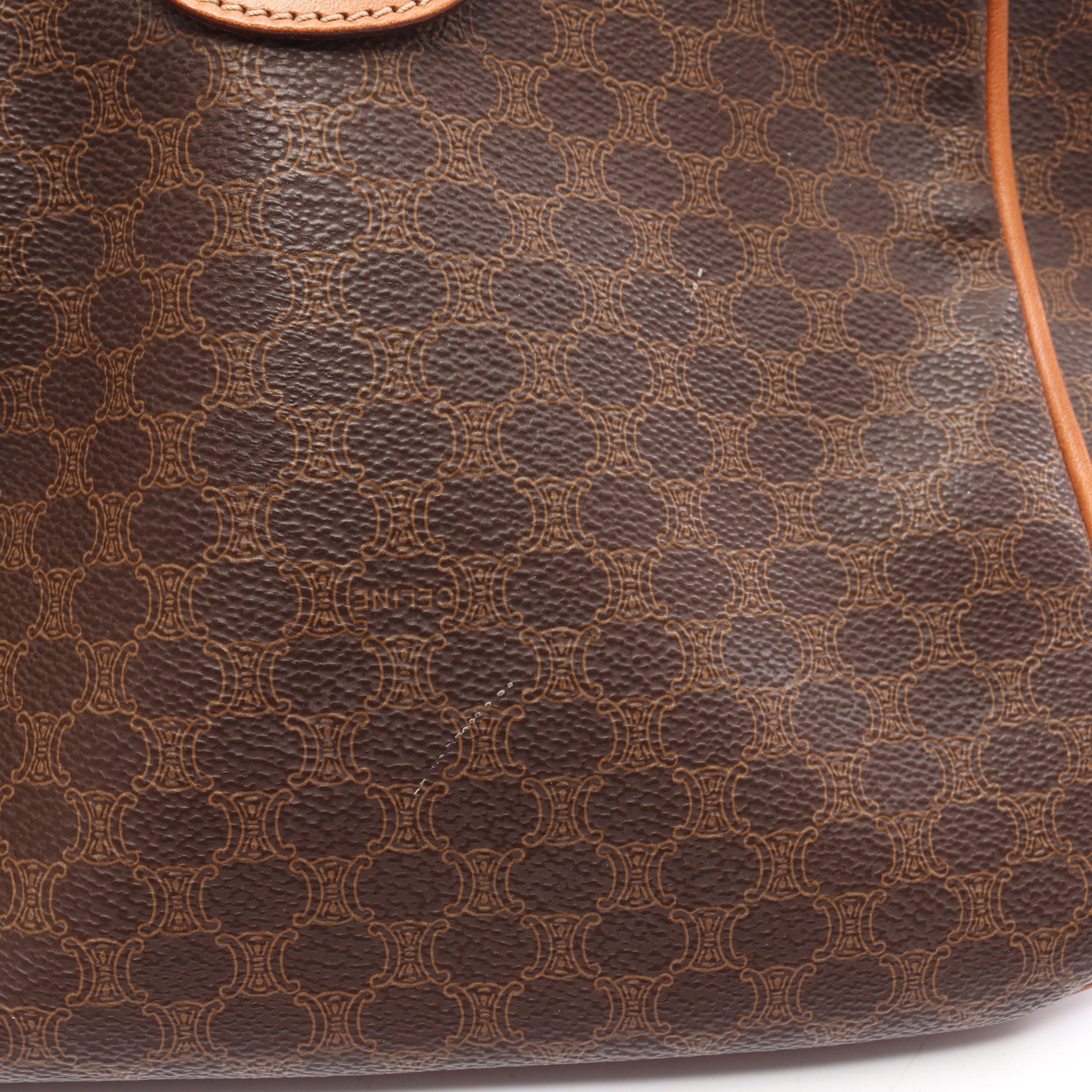 マカダム ボストンバッグ PVC レザー ダークブラウン ブラウン