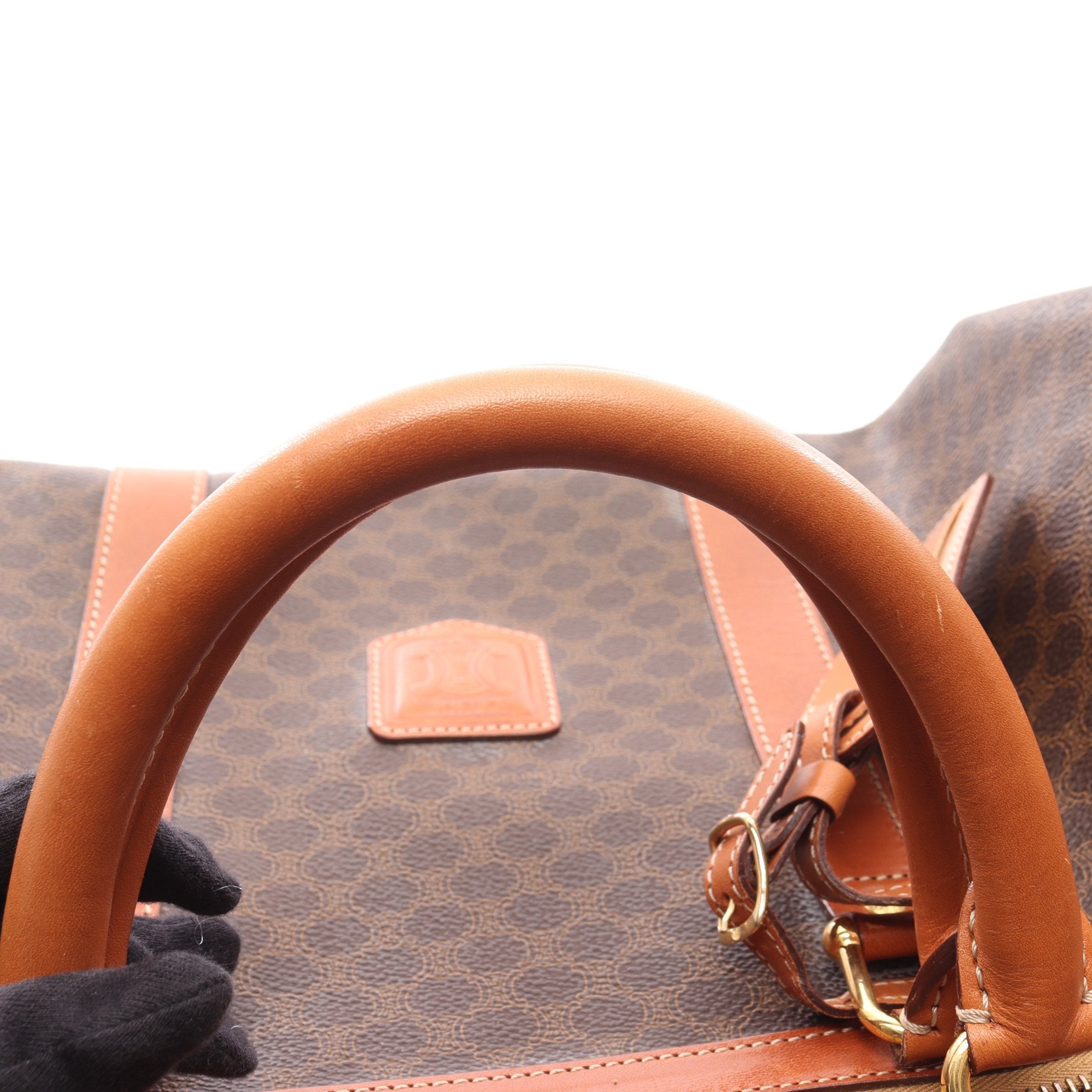 マカダム ボストンバッグ PVC レザー ダークブラウン ブラウン