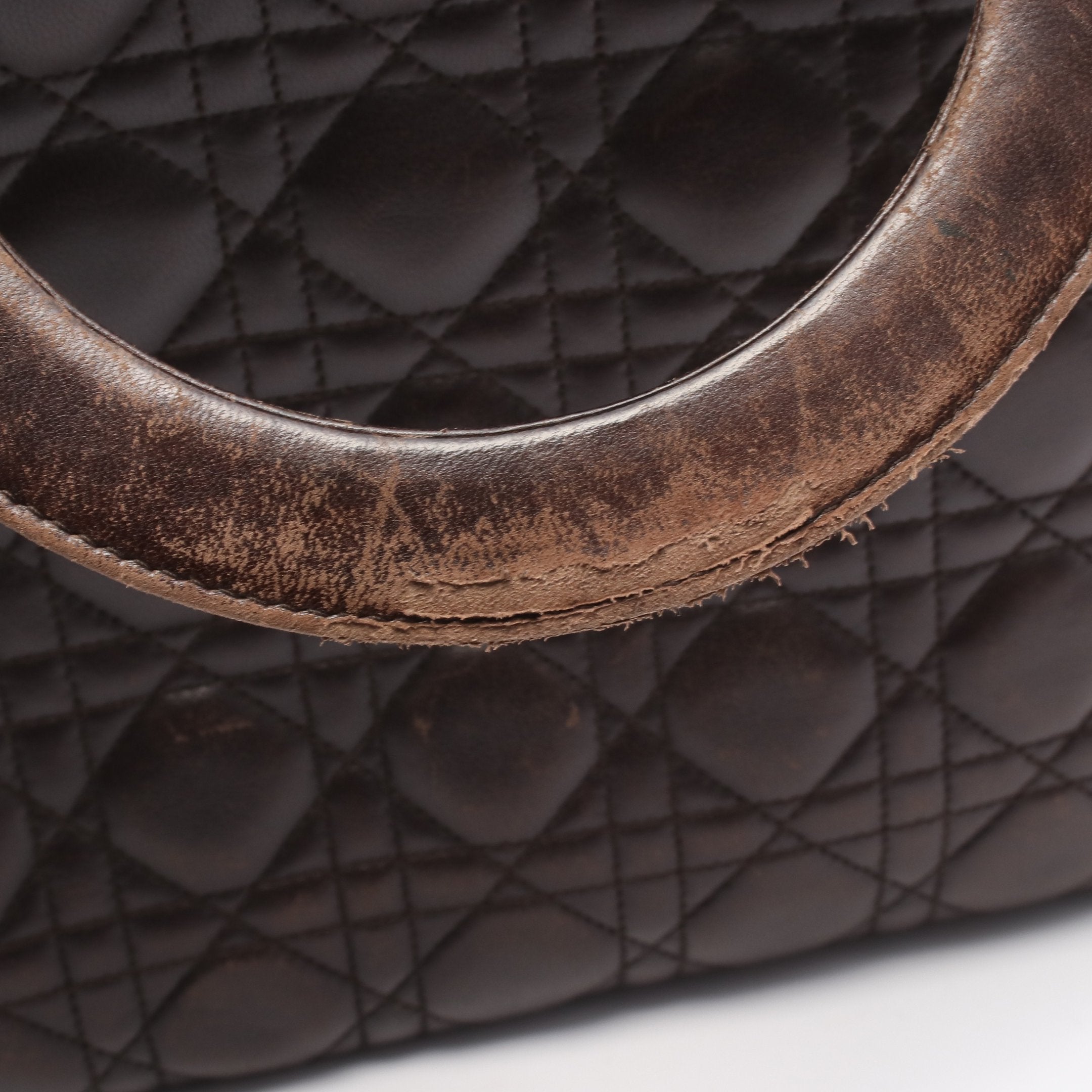 レディディオール ラージ カナージュ ハンドバッグ レザー ダーク