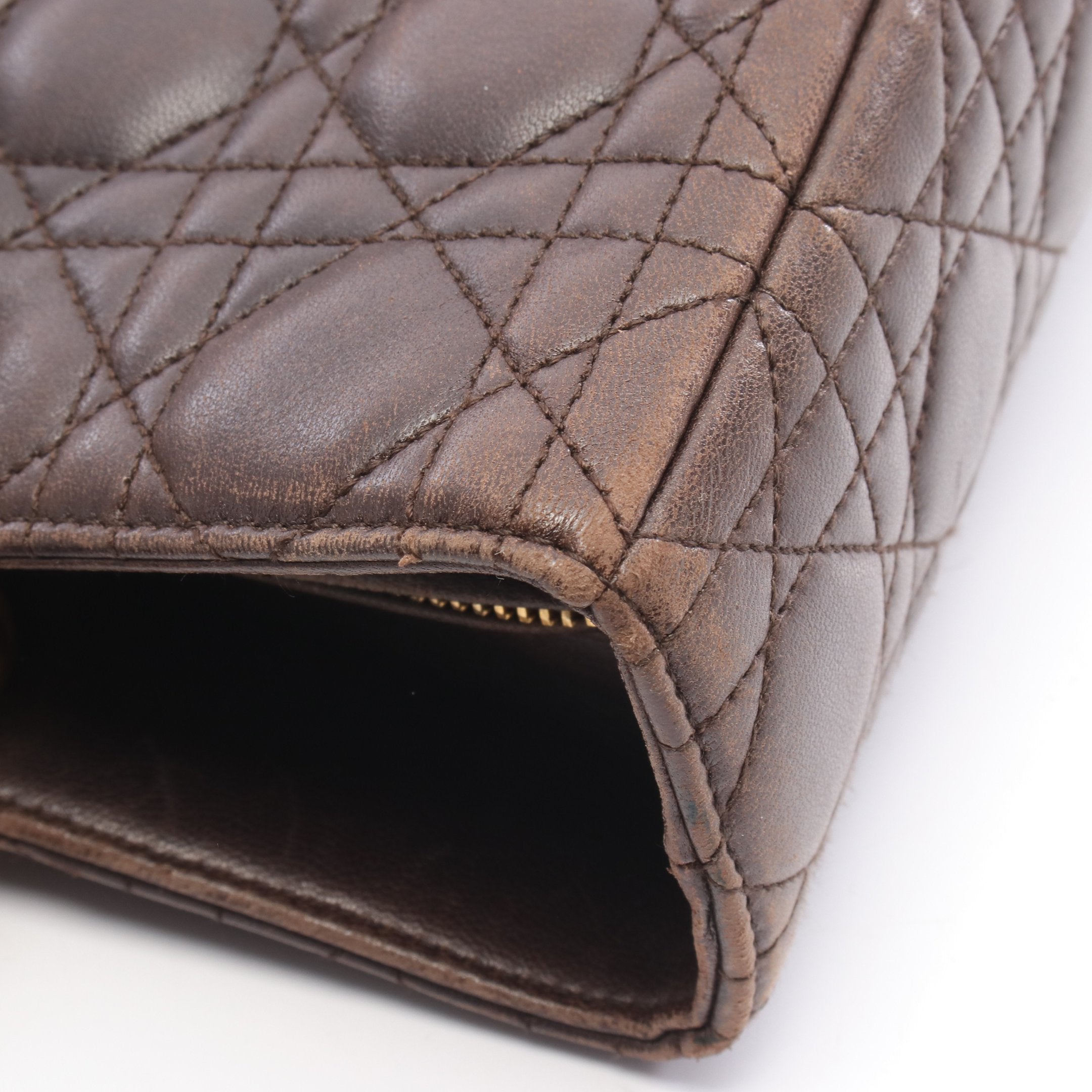 レディディオール ラージ カナージュ ハンドバッグ レザー ダーク