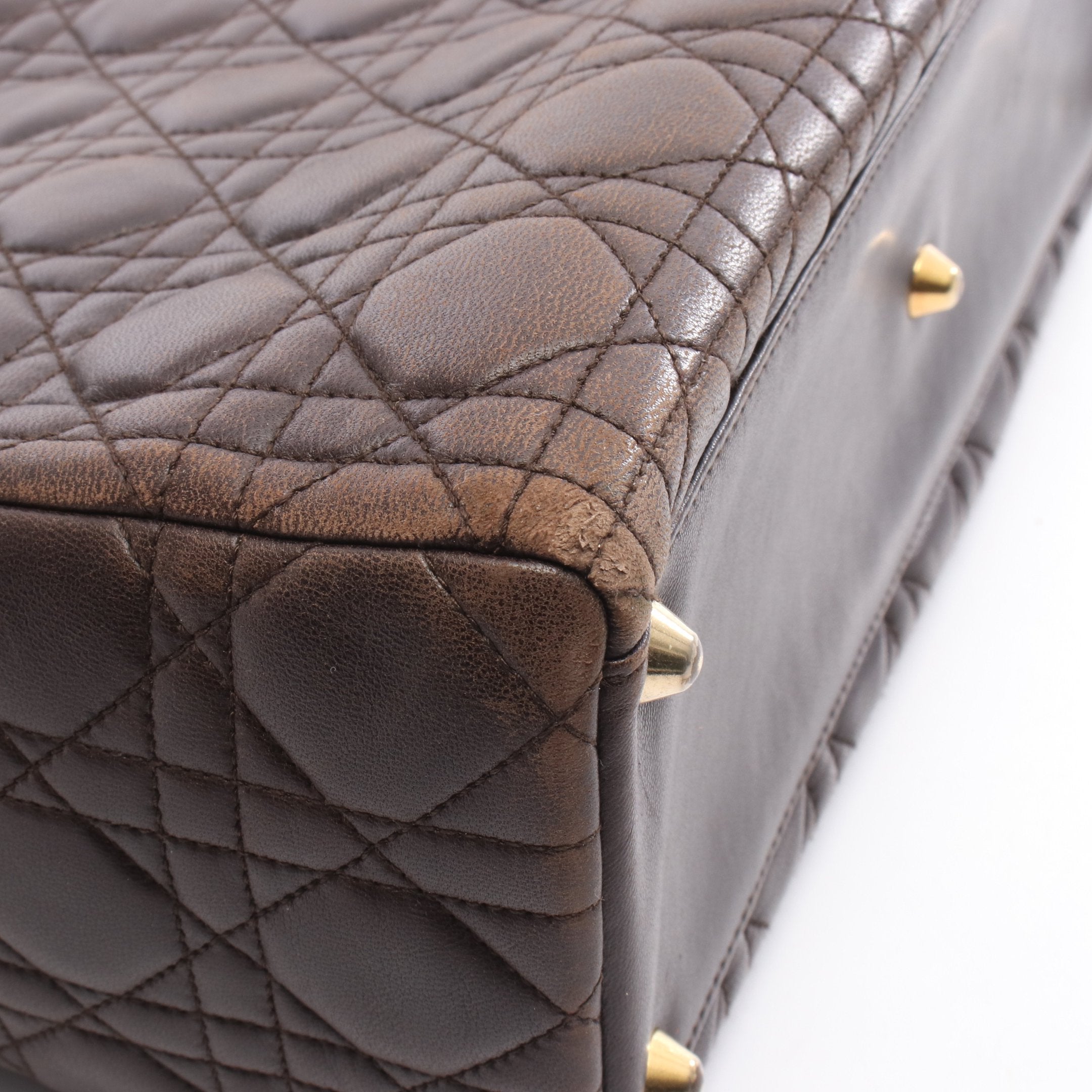 レディディオール ラージ カナージュ ハンドバッグ レザー ダーク