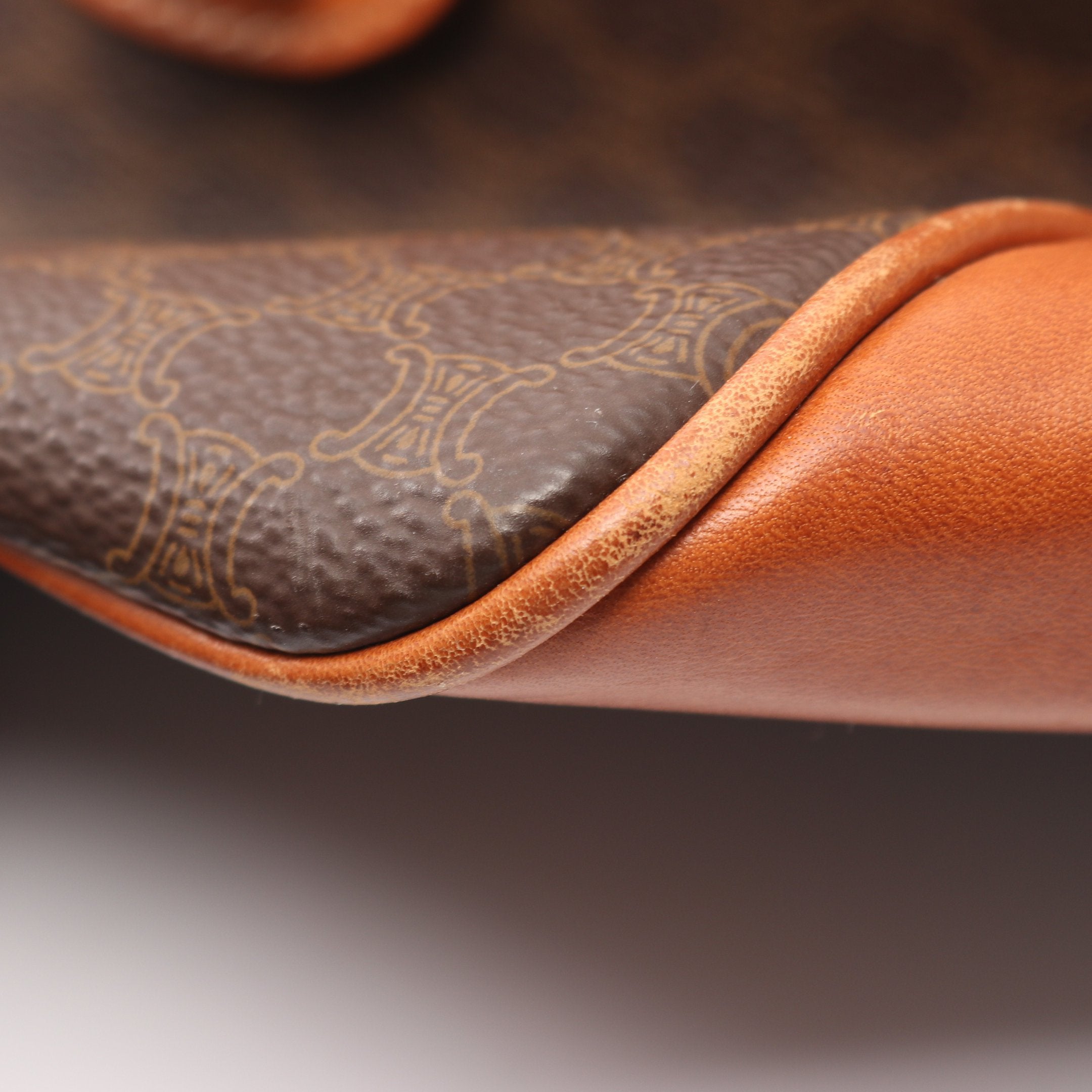 マカダム ボストンバッグ PVC レザー ダークブラウン ライトブラウン