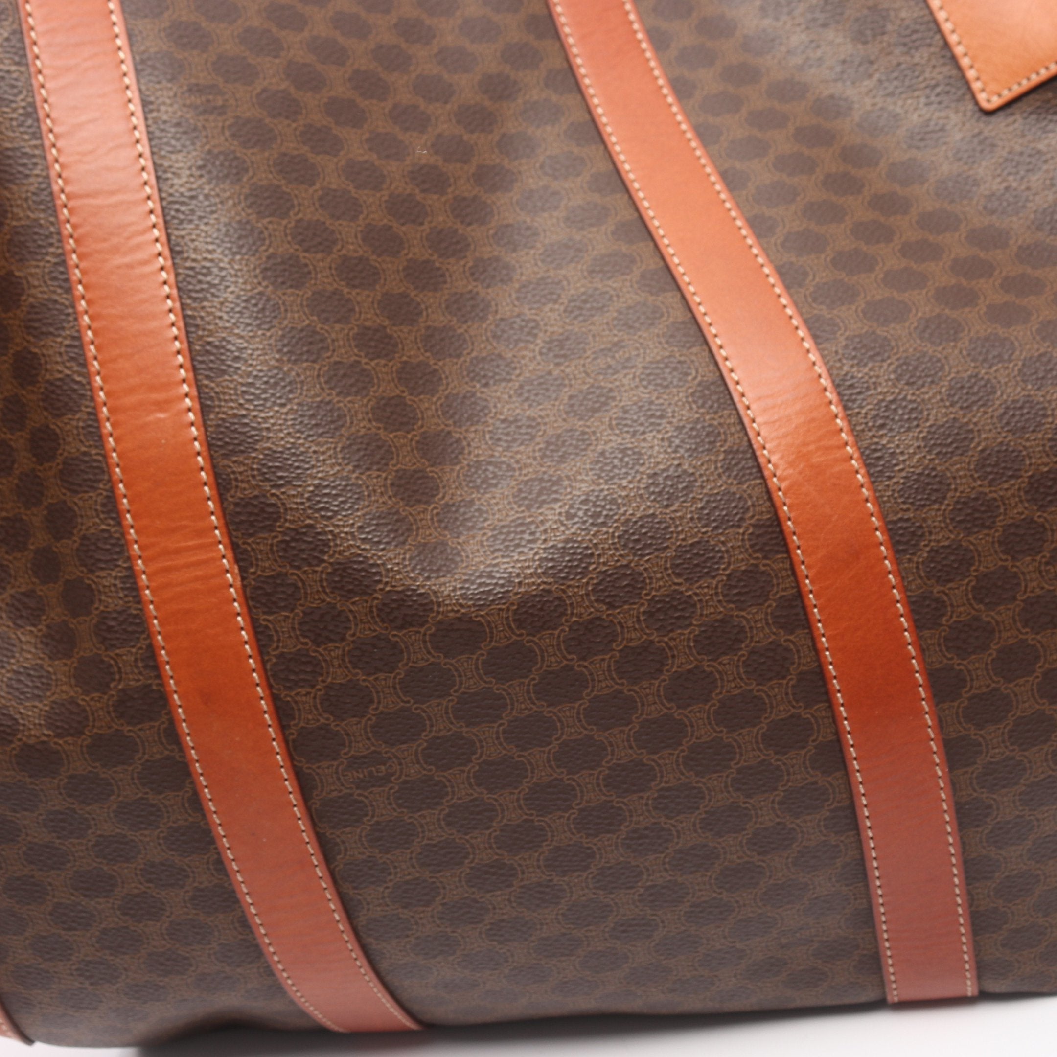 マカダム ボストンバッグ PVC レザー ダークブラウン ライトブラウン