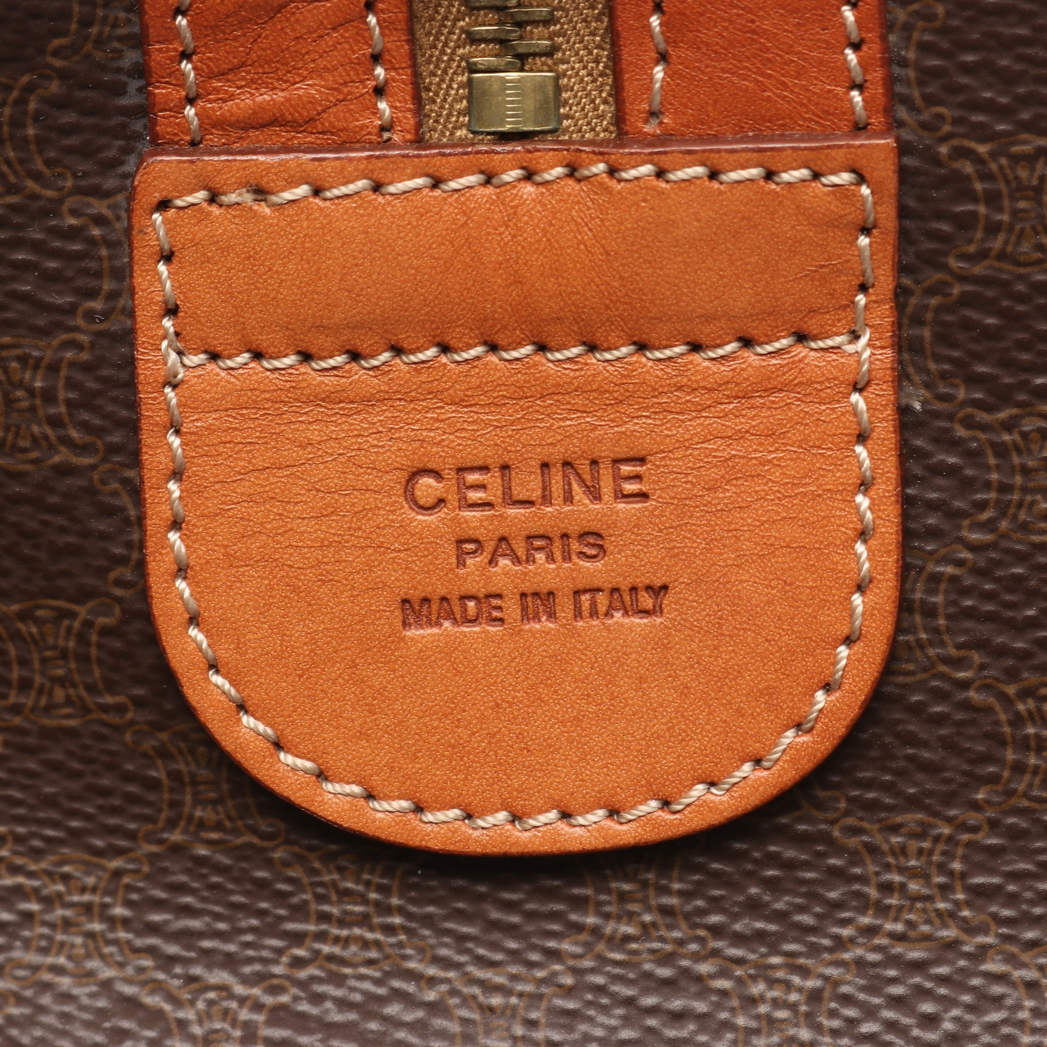 マカダム ボストンバッグ PVC レザー ダークブラウン ライトブラウン