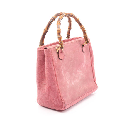 バンブー ハンドバッグ スエード レザー ピンク 2WAY グッチ バッグ GUCCI