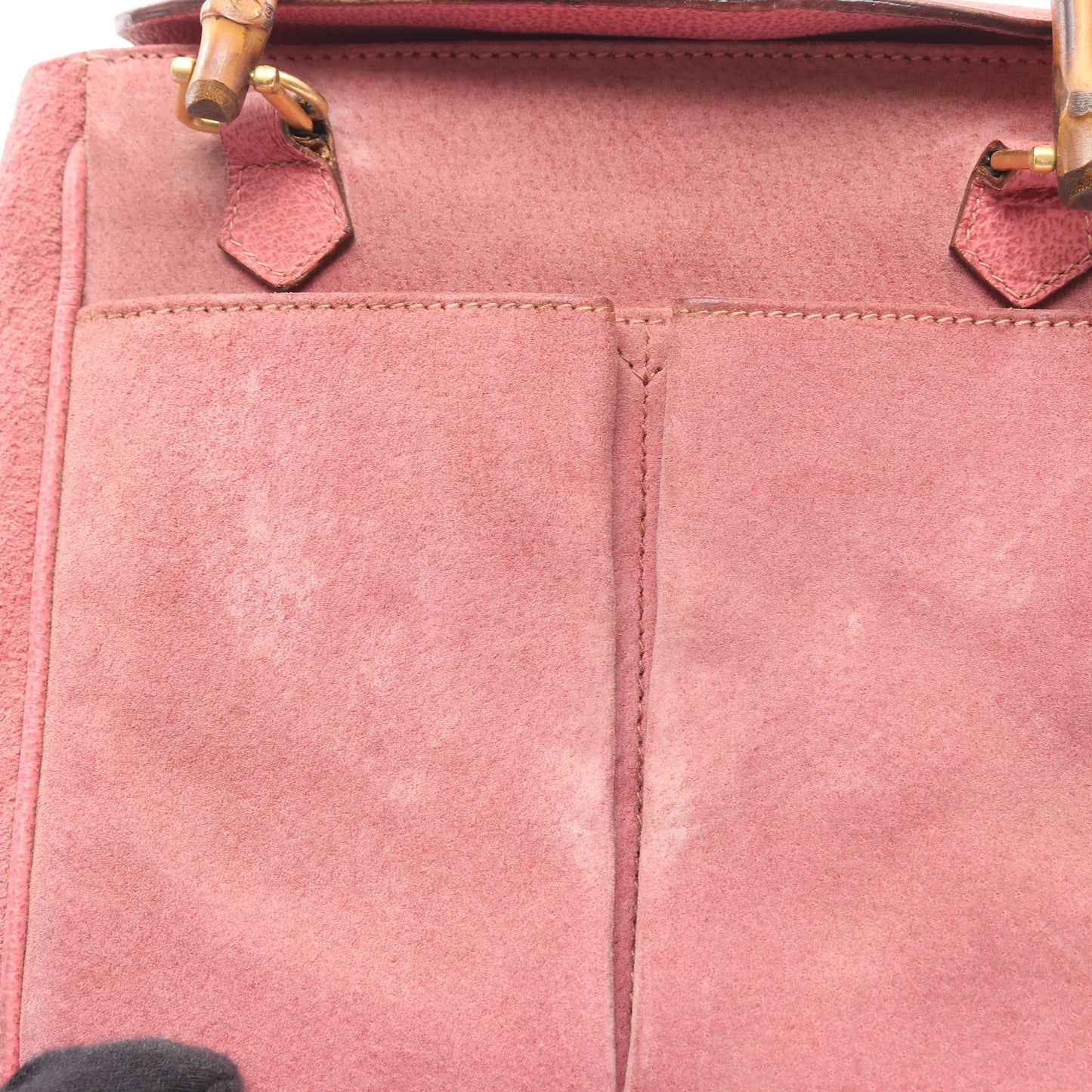 バンブー ハンドバッグ スエード レザー ピンク 2WAY グッチ バッグ GUCCI