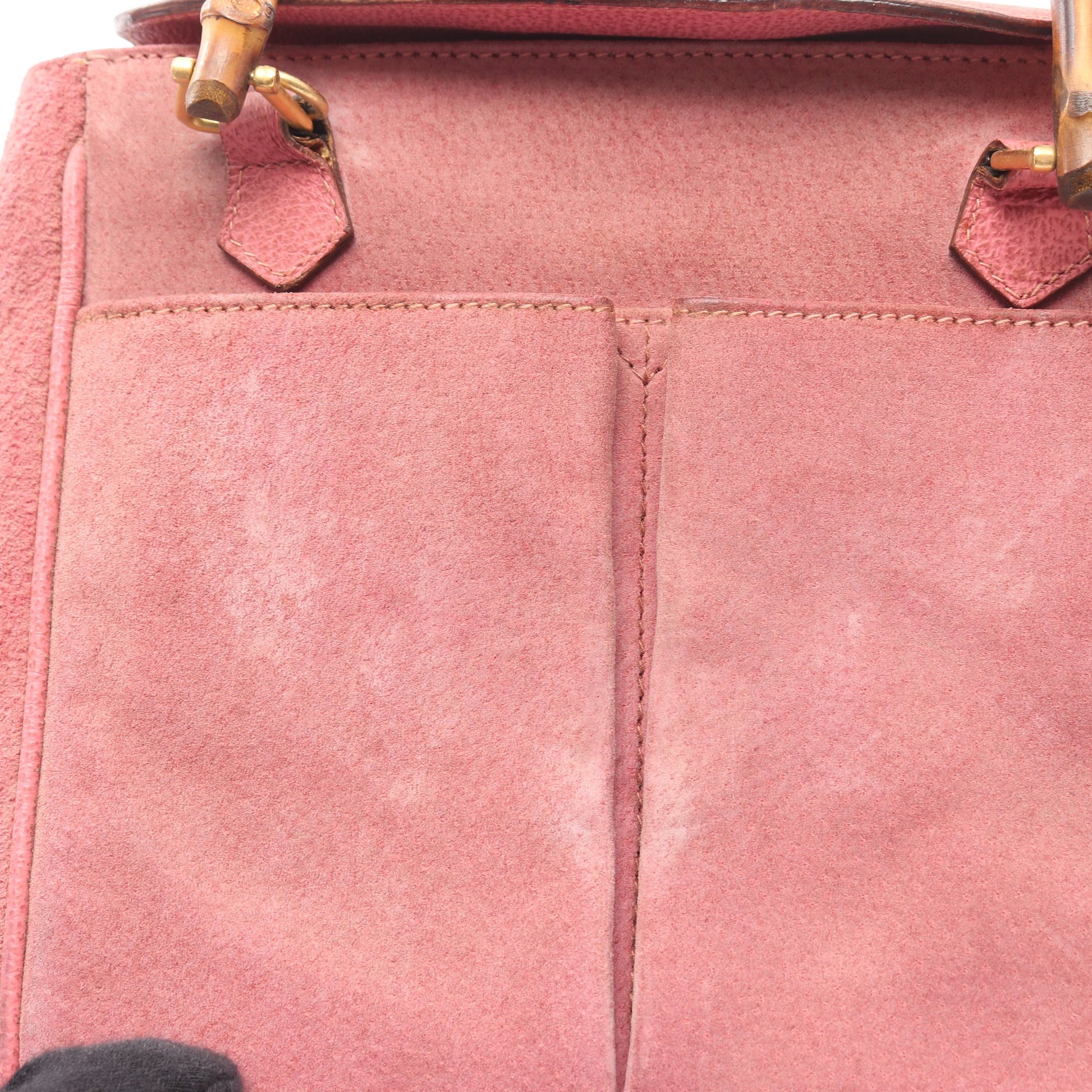 バンブー ハンドバッグ スエード レザー ピンク 2WAY グッチ バッグ GUCCI