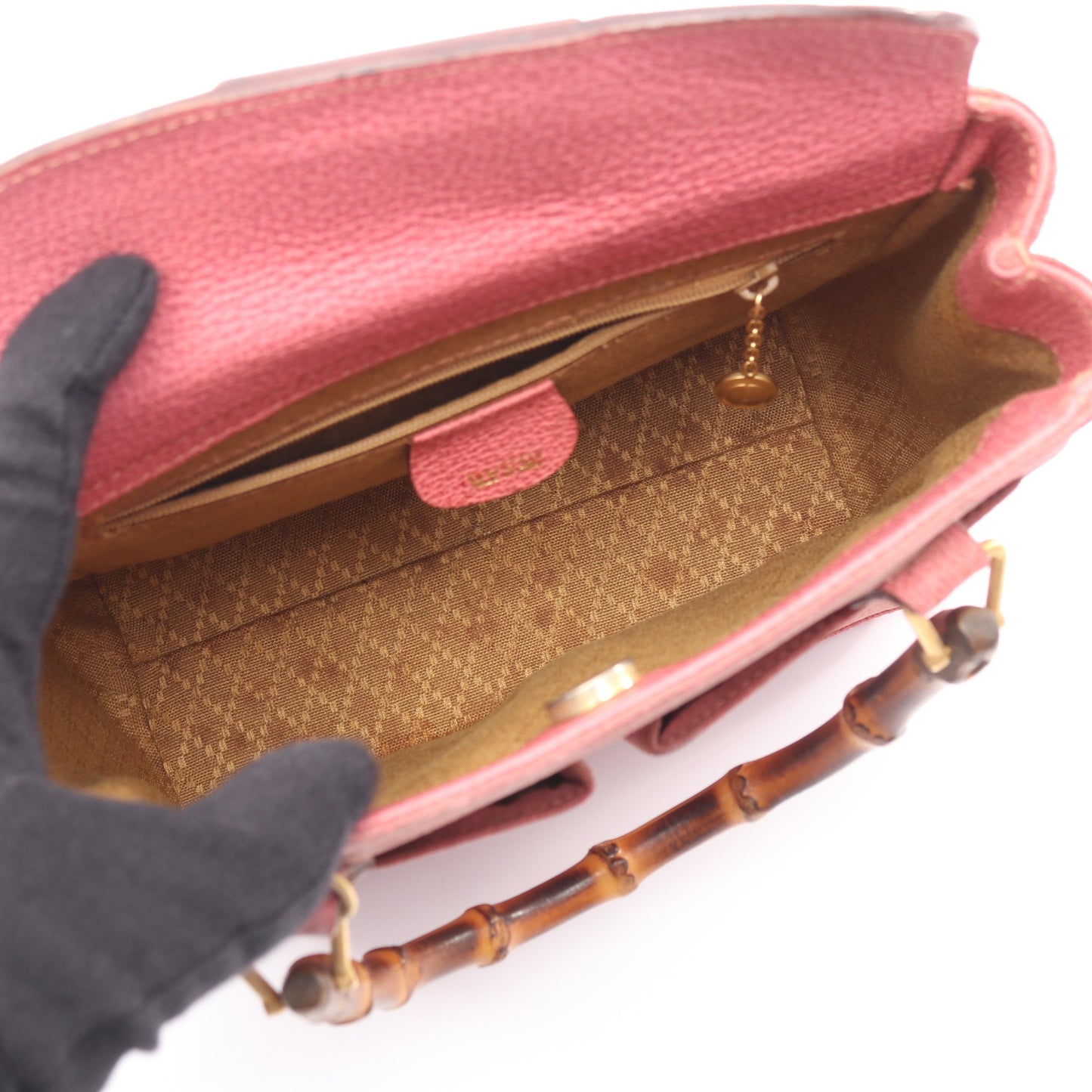 バンブー ハンドバッグ スエード レザー ピンク 2WAY グッチ バッグ GUCCI