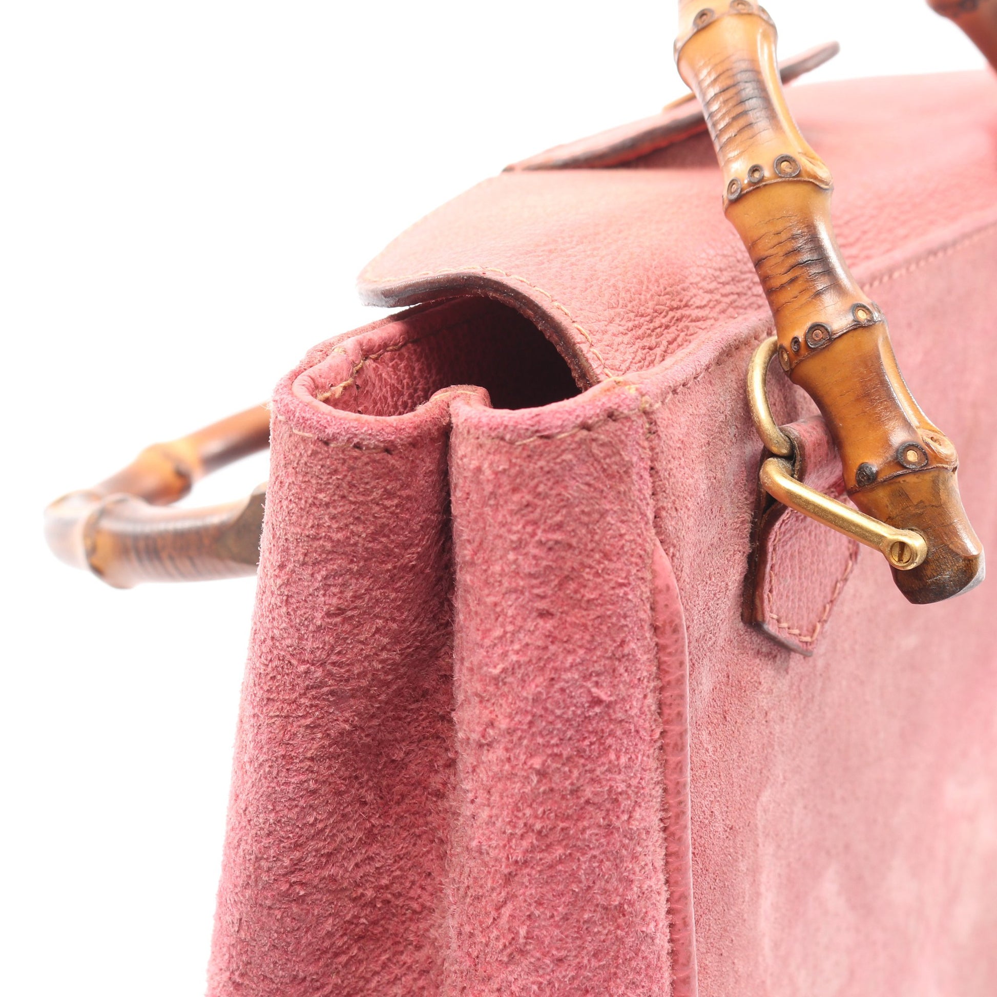 バンブー ハンドバッグ スエード レザー ピンク 2WAY グッチ バッグ GUCCI