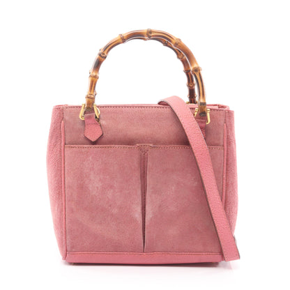 バンブー ハンドバッグ スエード レザー ピンク 2WAY グッチ バッグ GUCCI