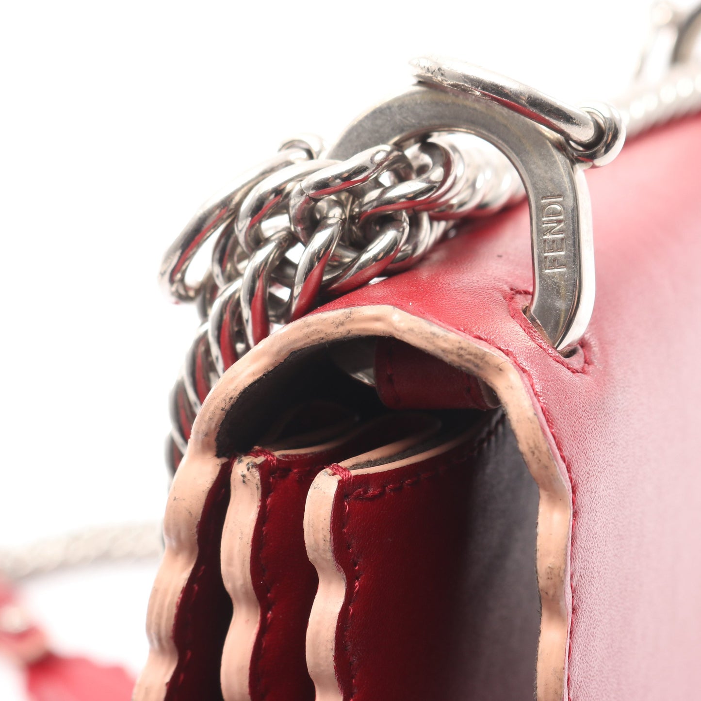 MINI KAN I ミニ キャナイ チェーンショルダーバッグ スタッズ レザー レッド フェンディ バッグ FENDI