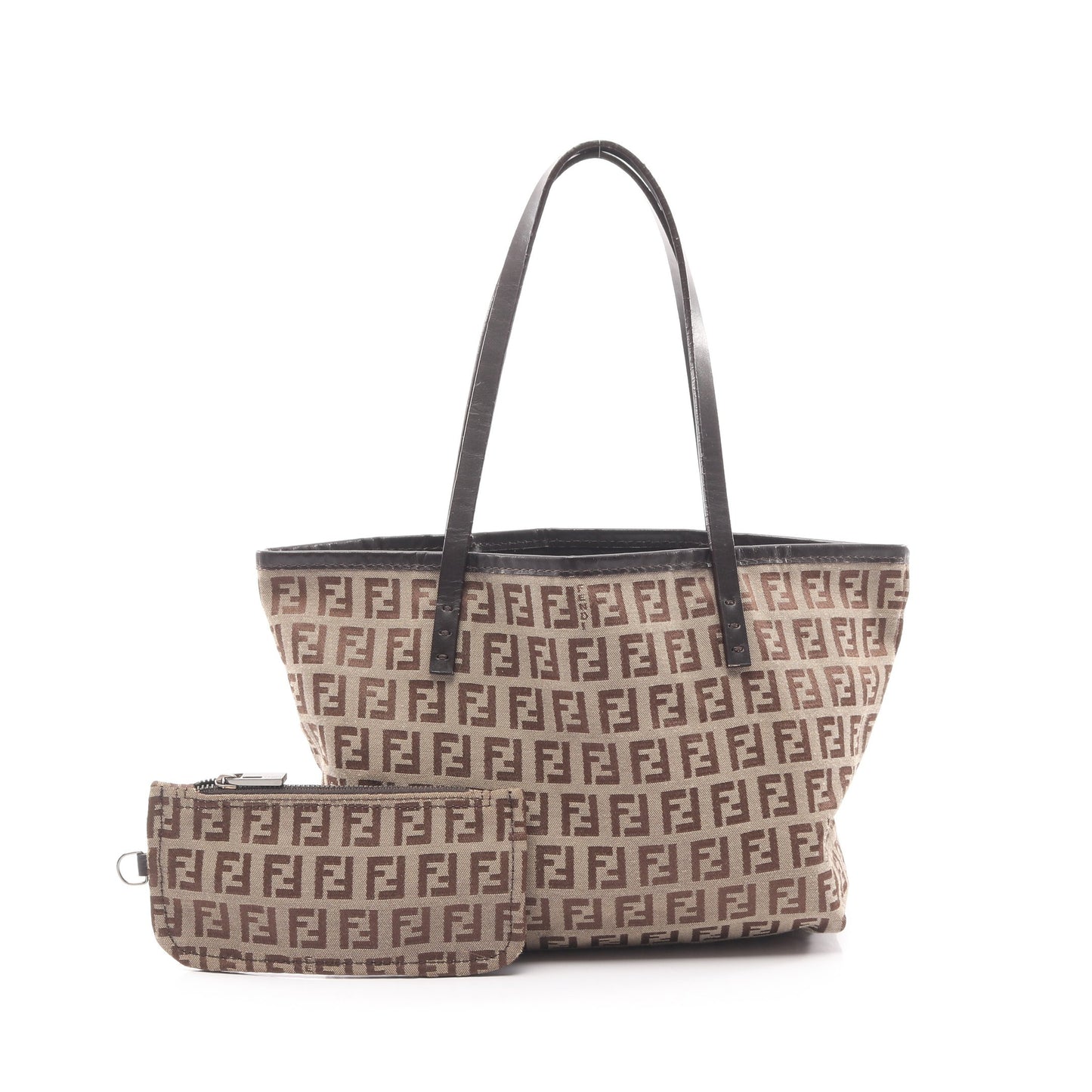 ズッキーノ ハンドバッグ トートバッグ キャンバス レザー ベージュ ブラウン フェンディ バッグ FENDI