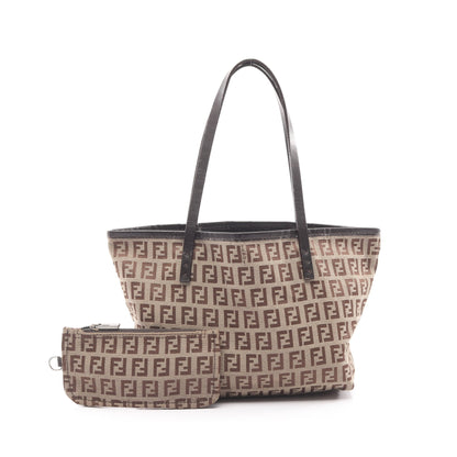 ズッキーノ ハンドバッグ トートバッグ キャンバス レザー ベージュ ブラウン フェンディ バッグ FENDI