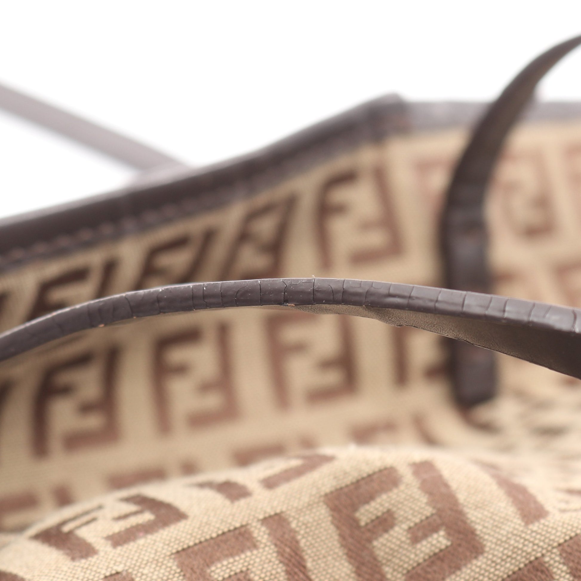 ズッキーノ ハンドバッグ トートバッグ キャンバス レザー ベージュ ブラウン フェンディ バッグ FENDI