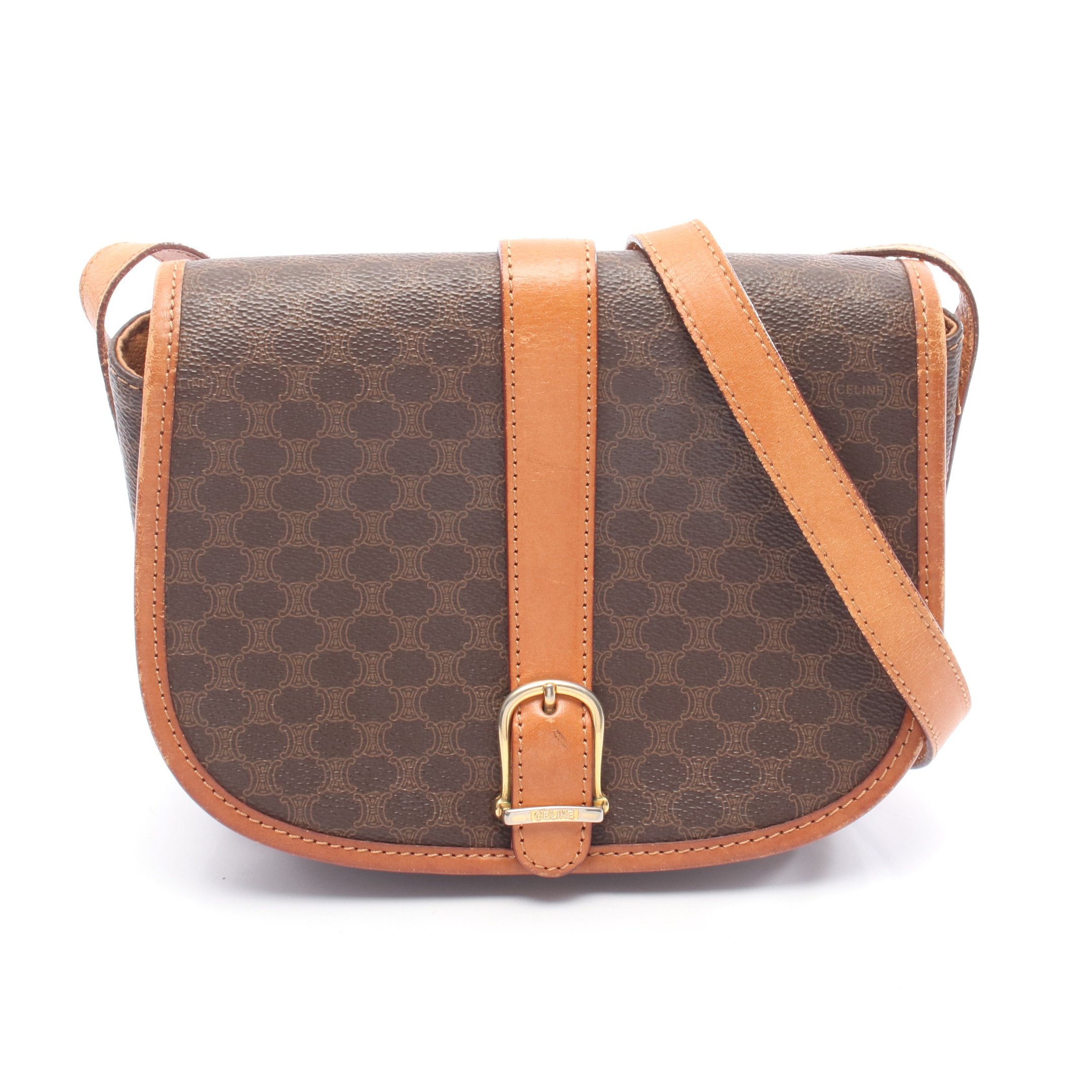 マカダム ショルダーバッグ PVC レザー ダークブラウン ブラウン