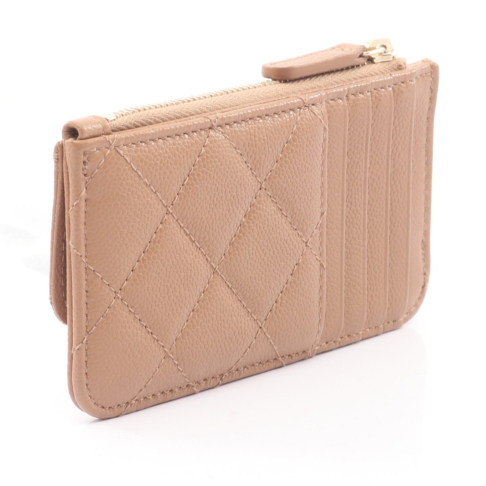 クラシック カードケース コインケース キャビアスキン ライトブラウン ゴールド金具 シャネル – RECLO