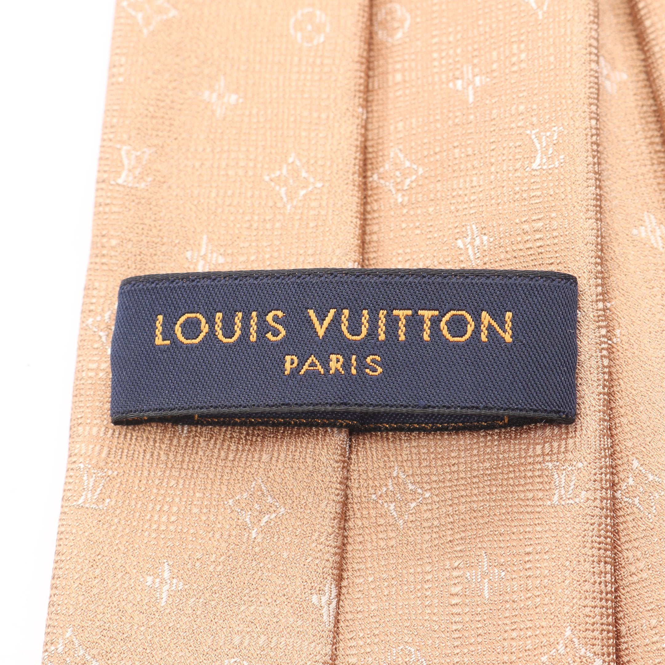 クラヴァット モノグラム ジャスパー ネクタイ シルク ベージュ ルイ