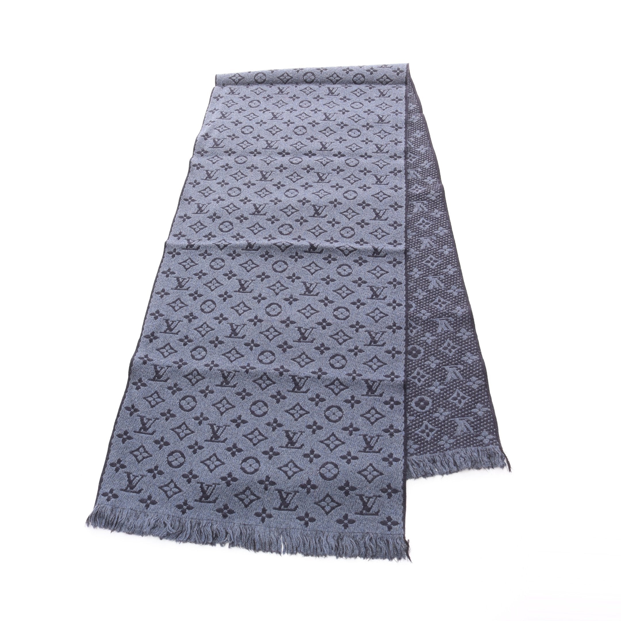 エシャルプ モノグラム クラシック ブルーマリーヌ マフラー ウール