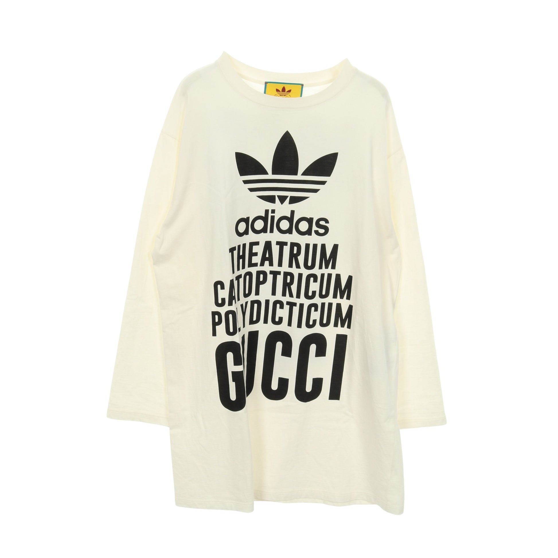 GUCCI × adidas オーバーサイズ ロング Tシャツ コットン オフホワイト 