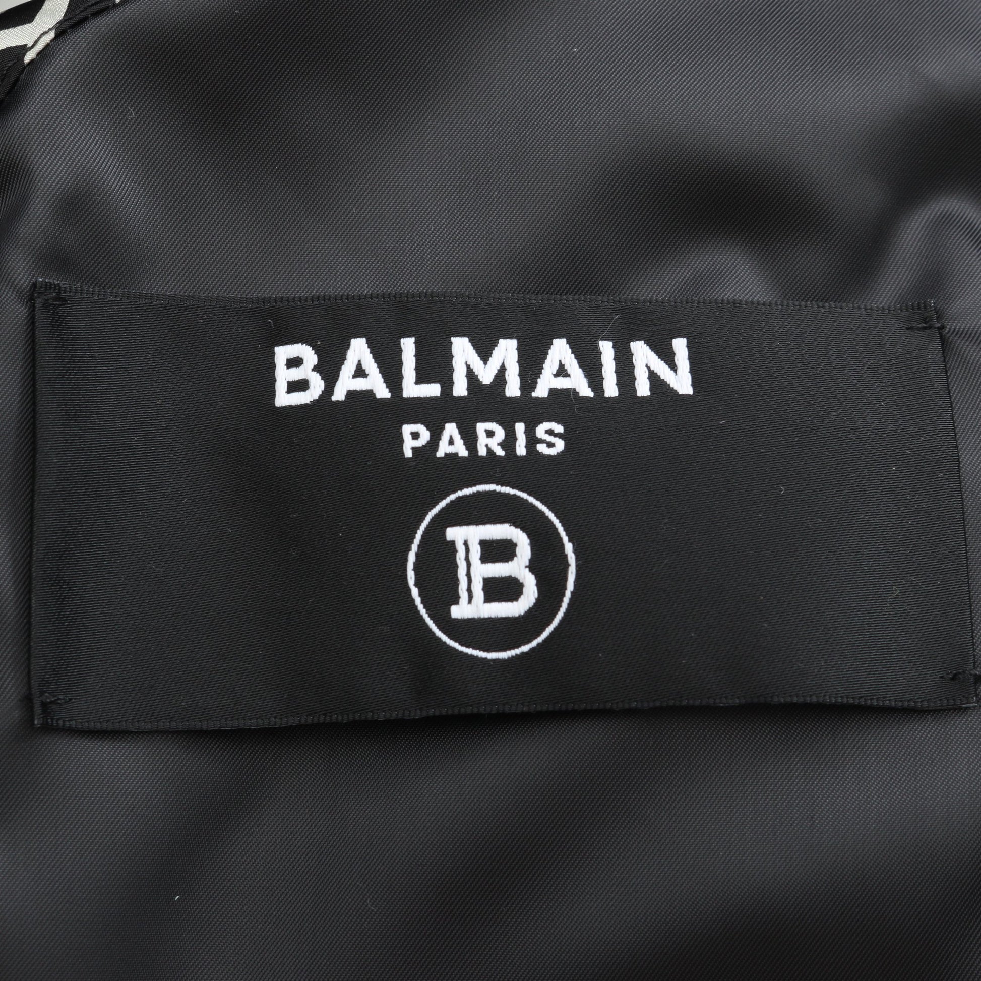ダウンベスト 総柄 ナイロン ブラック オフホワイト バルマン アウター BALMAIN