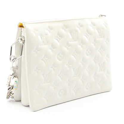 LV × YK クッサンPM モノグラムエンボス チェーンショルダーバッグ ラムスキン ホワイト 草間彌生 2WAY ルイヴィトン バッグ LOUIS VUITTON