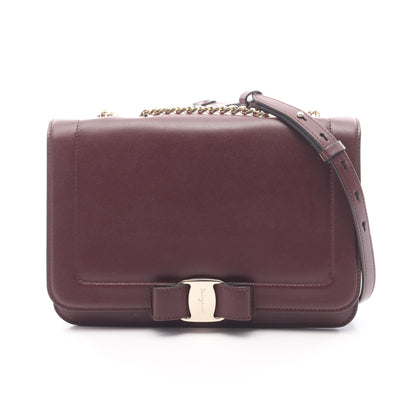 ヴァラリボン チェーンショルダーバッグ レザー ボルドー サルヴァトーレフェラガモ バッグ Salvatore Ferragamo