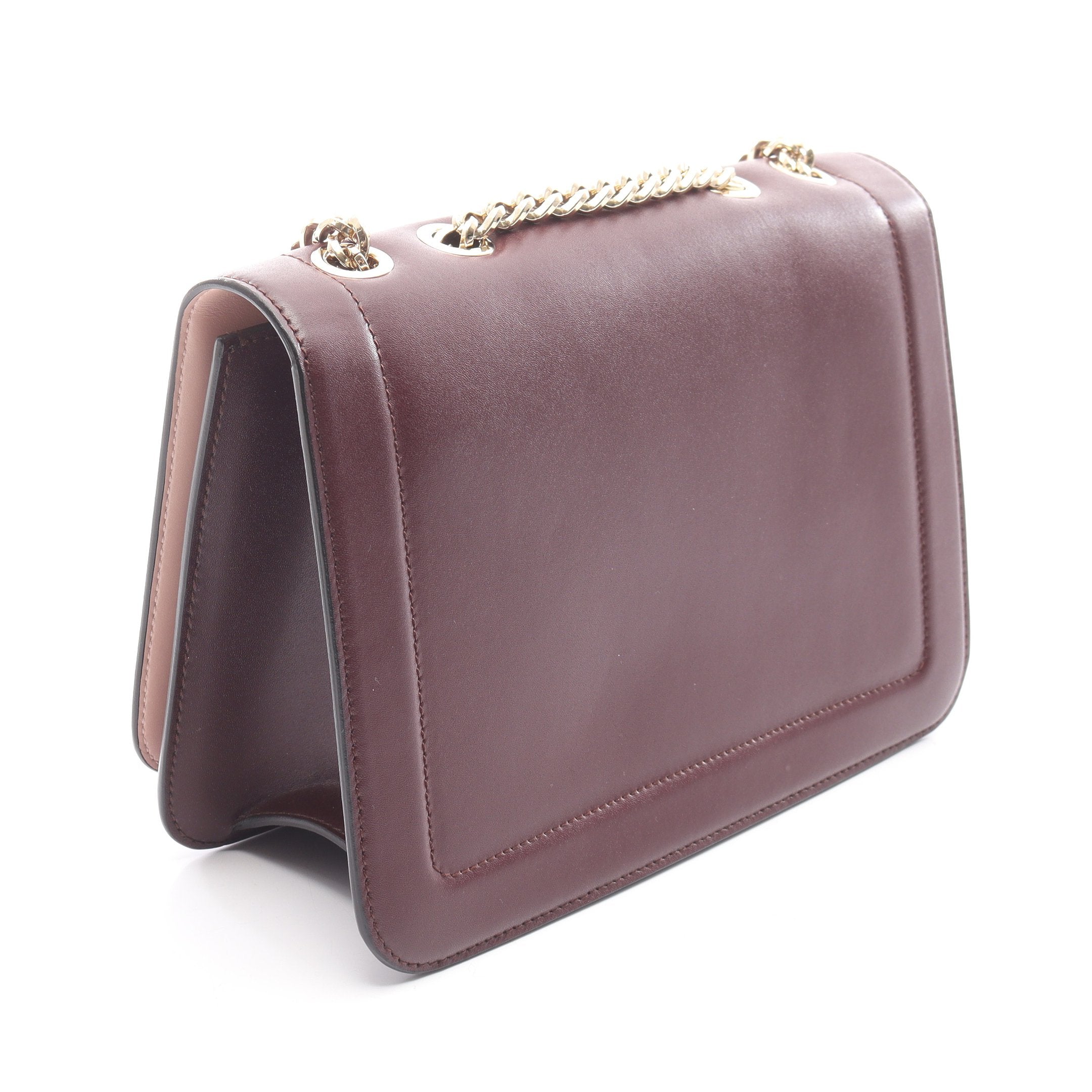 ヴァラリボン チェーンショルダーバッグ レザー ボルドー