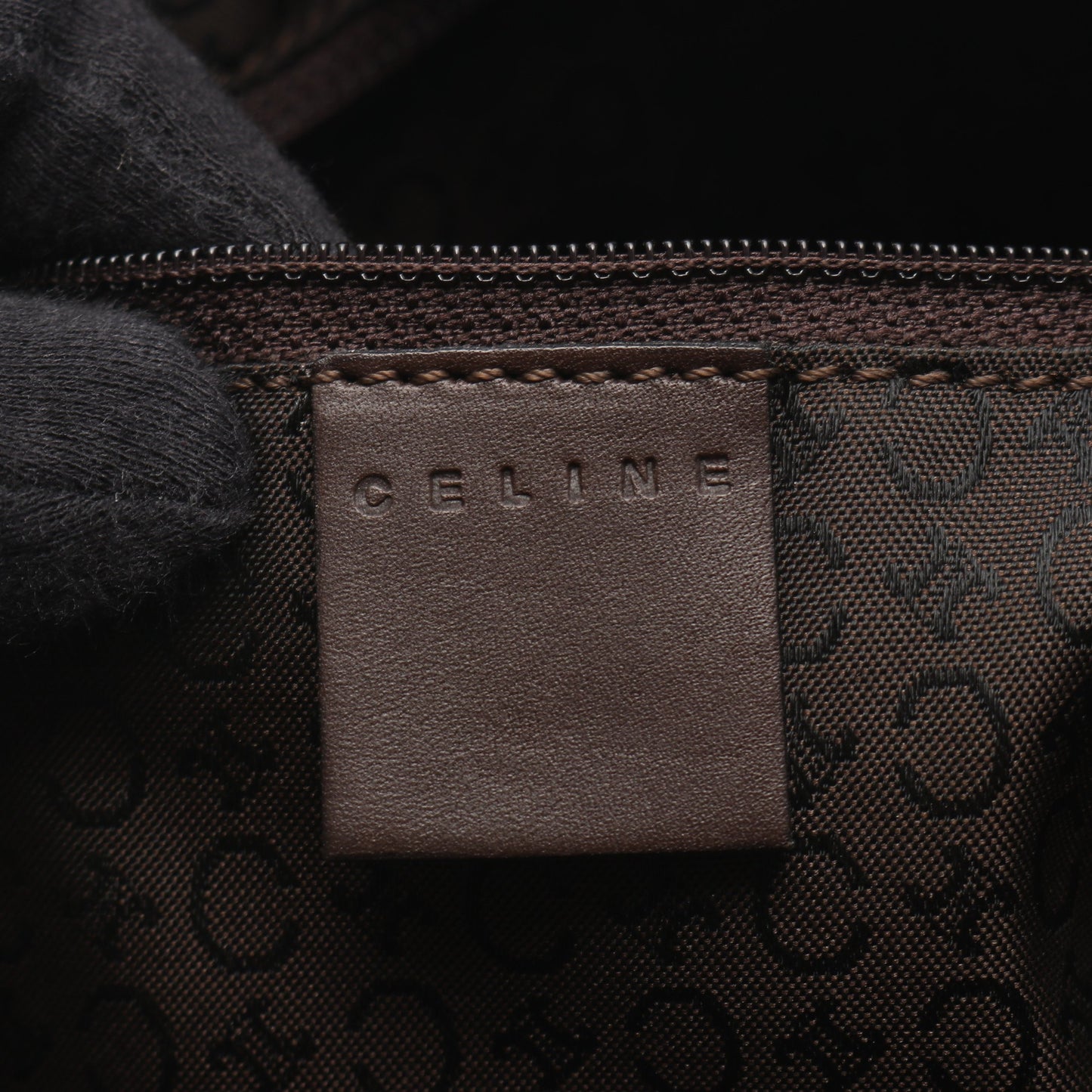Cサルキー ボストンバッグ キャンバス レザー ダークブラウン セリーヌ バッグ CELINE