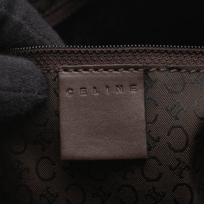 Cサルキー ボストンバッグ キャンバス レザー ダークブラウン セリーヌ バッグ CELINE