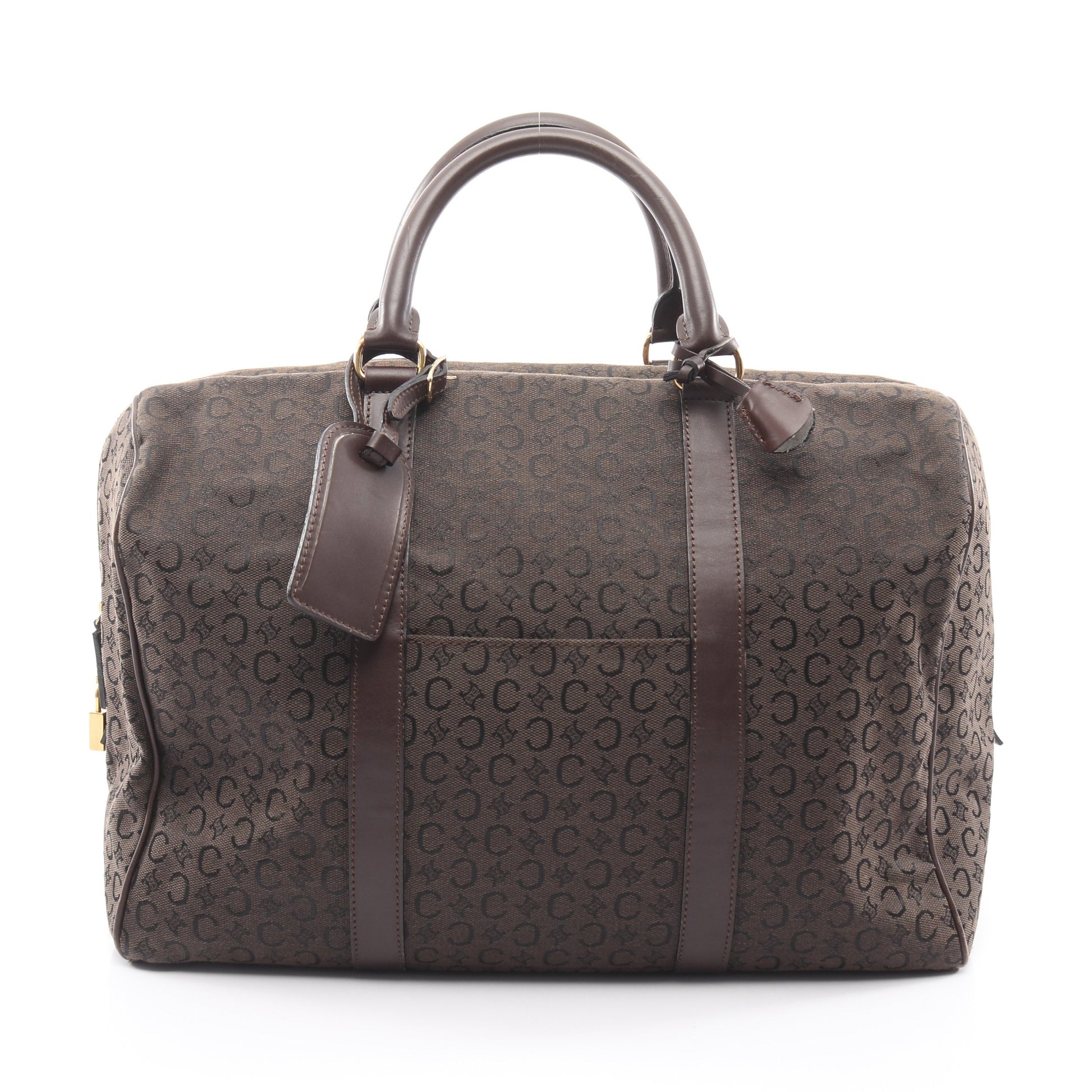 Cサルキー ボストンバッグ キャンバス レザー ダークブラウン セリーヌ バッグ CELINE